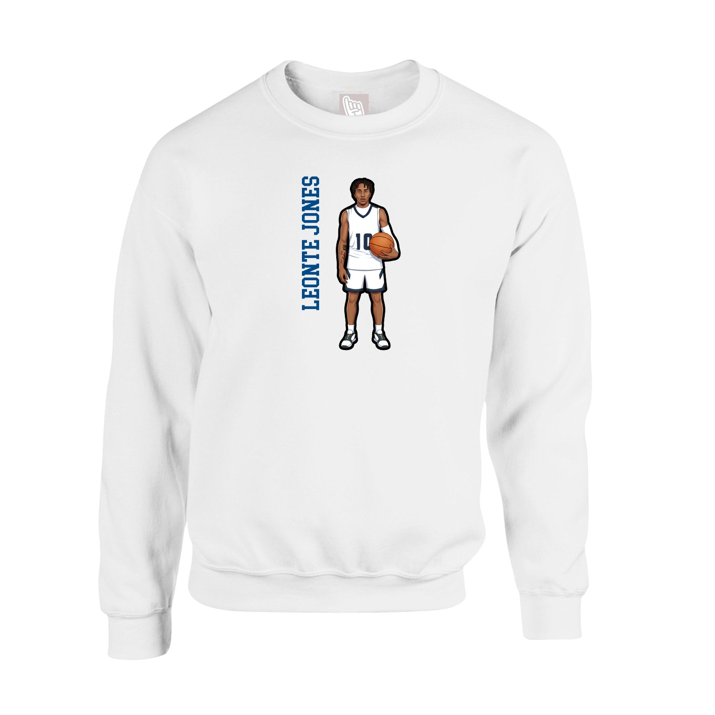 Fleece Crew — Name Vertical in White