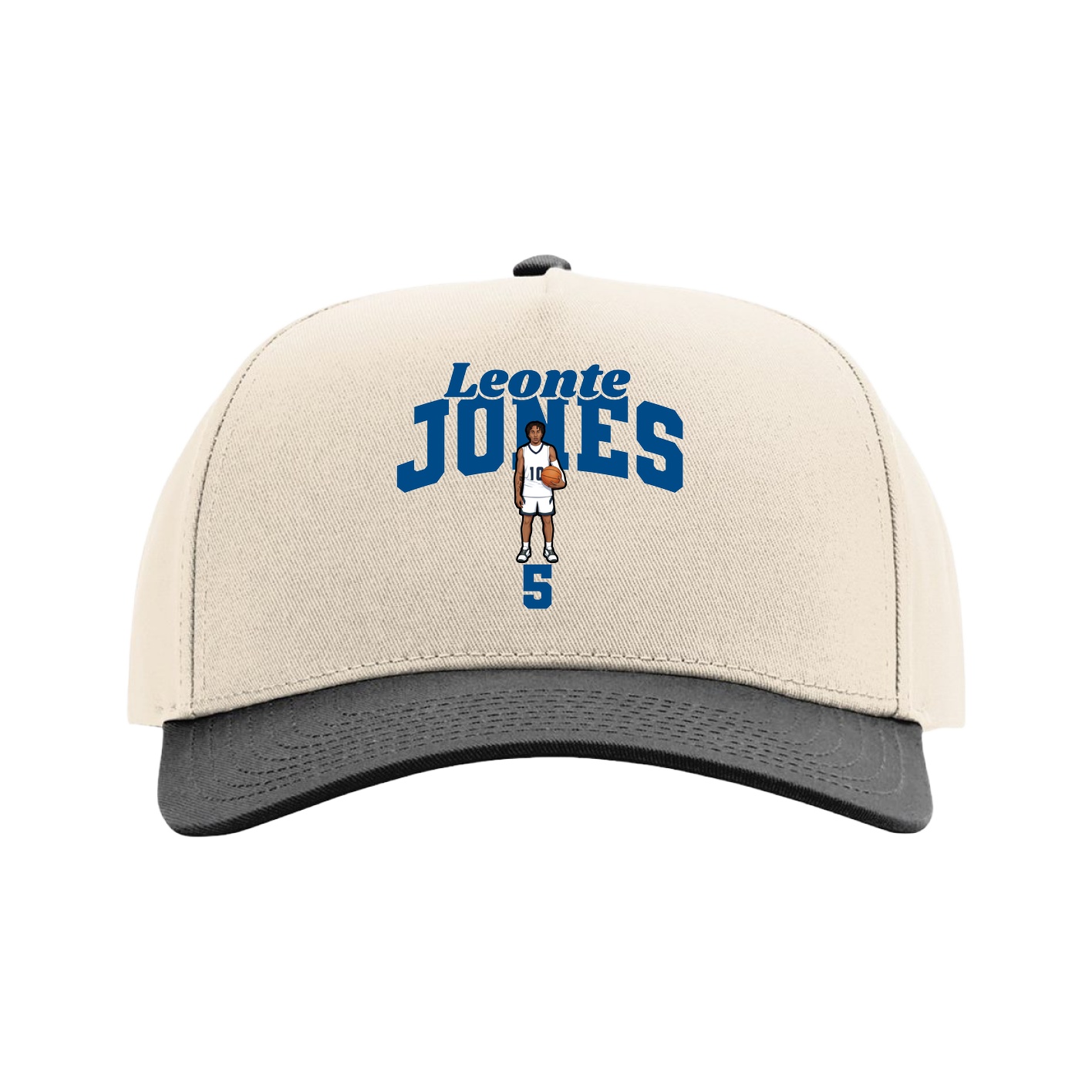 Full Fabric Five-Panel Champ Cap — Signature Arch in Cream/Black