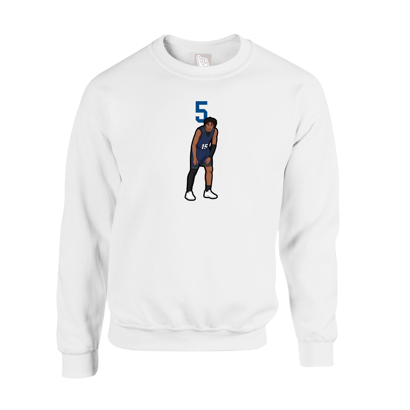 Fleece Crew — Number Top in White