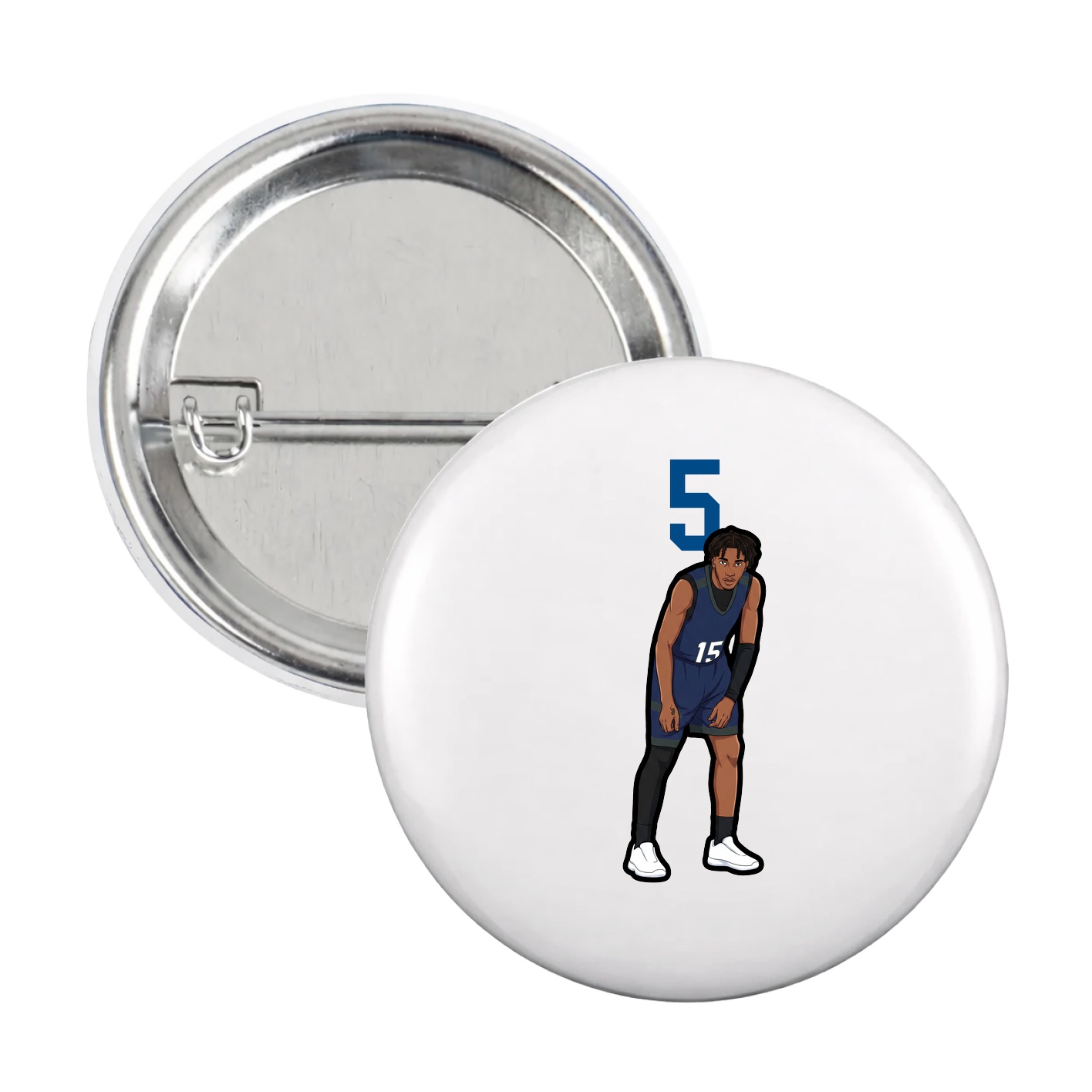 Game Day Button — Number Top in White