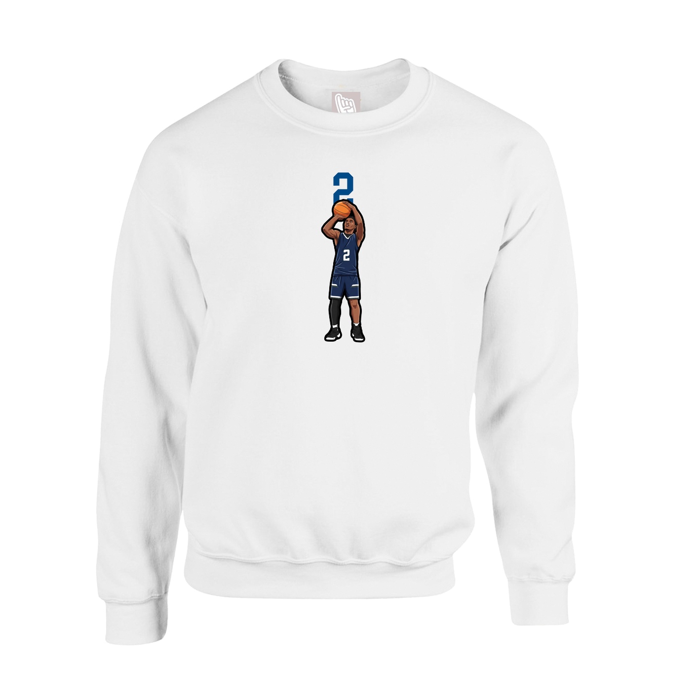 Fleece Crew — Number Top in White