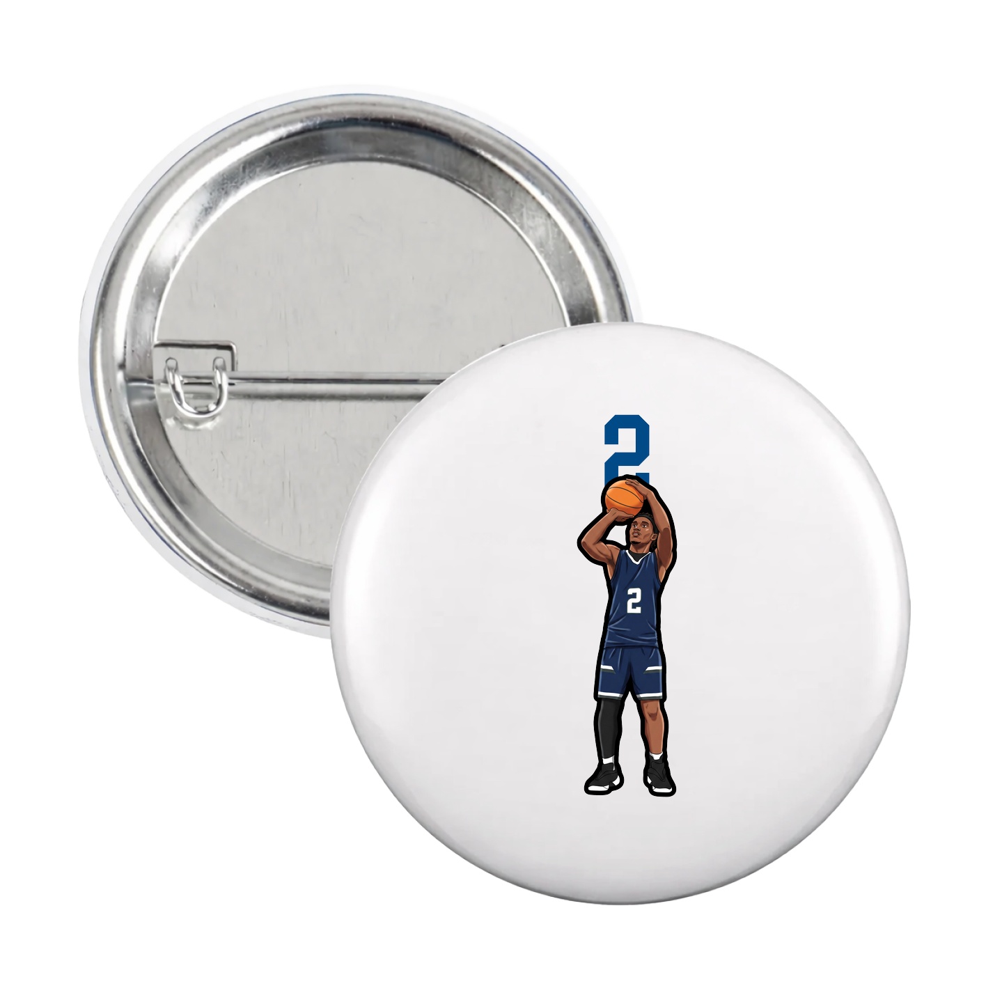 Game Day Button — Number Top in White