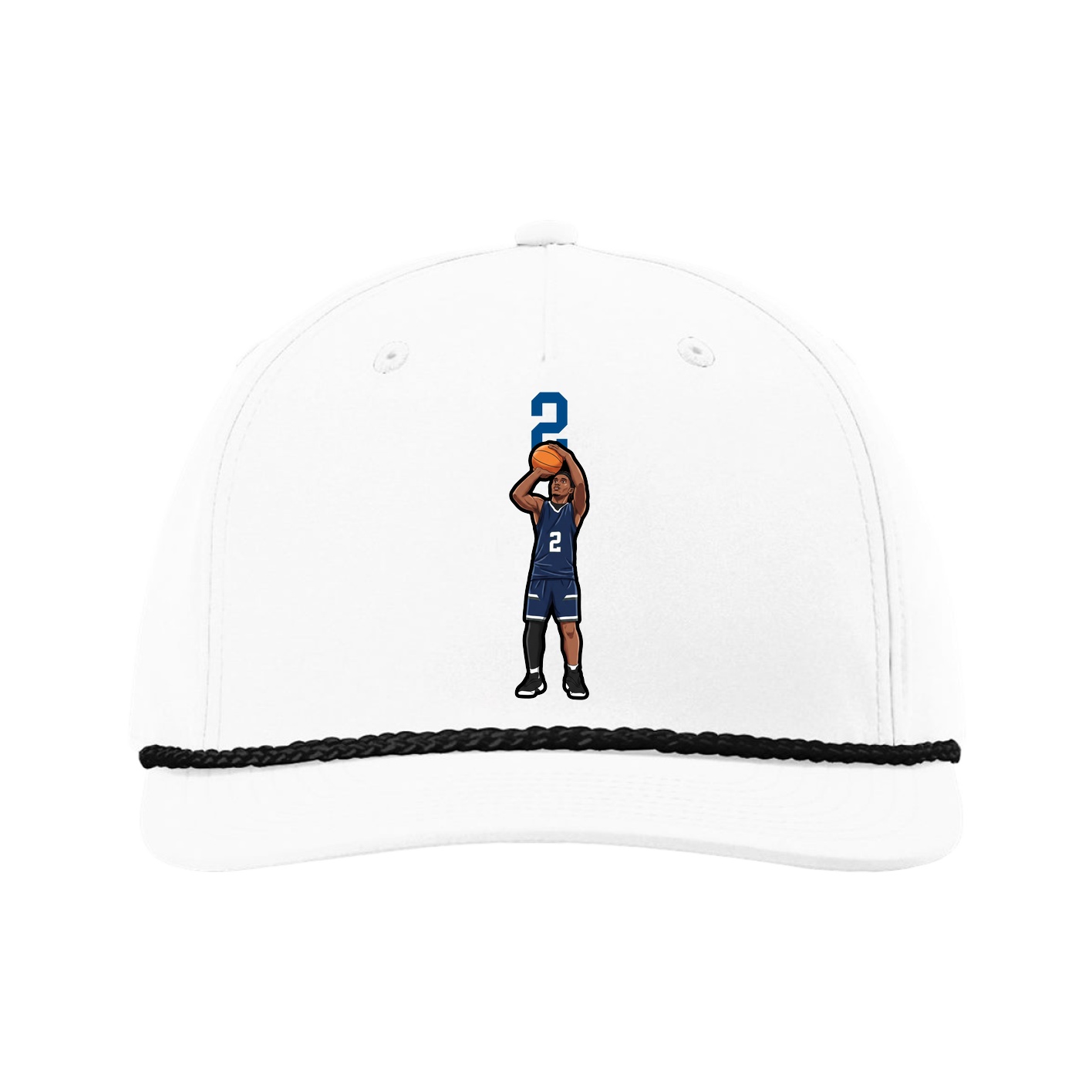 Five-Panel Classic Rope Cap — Number Top in White