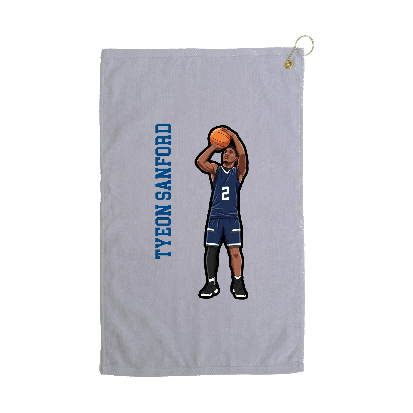 Golf Towel — Name Vertical in Grey