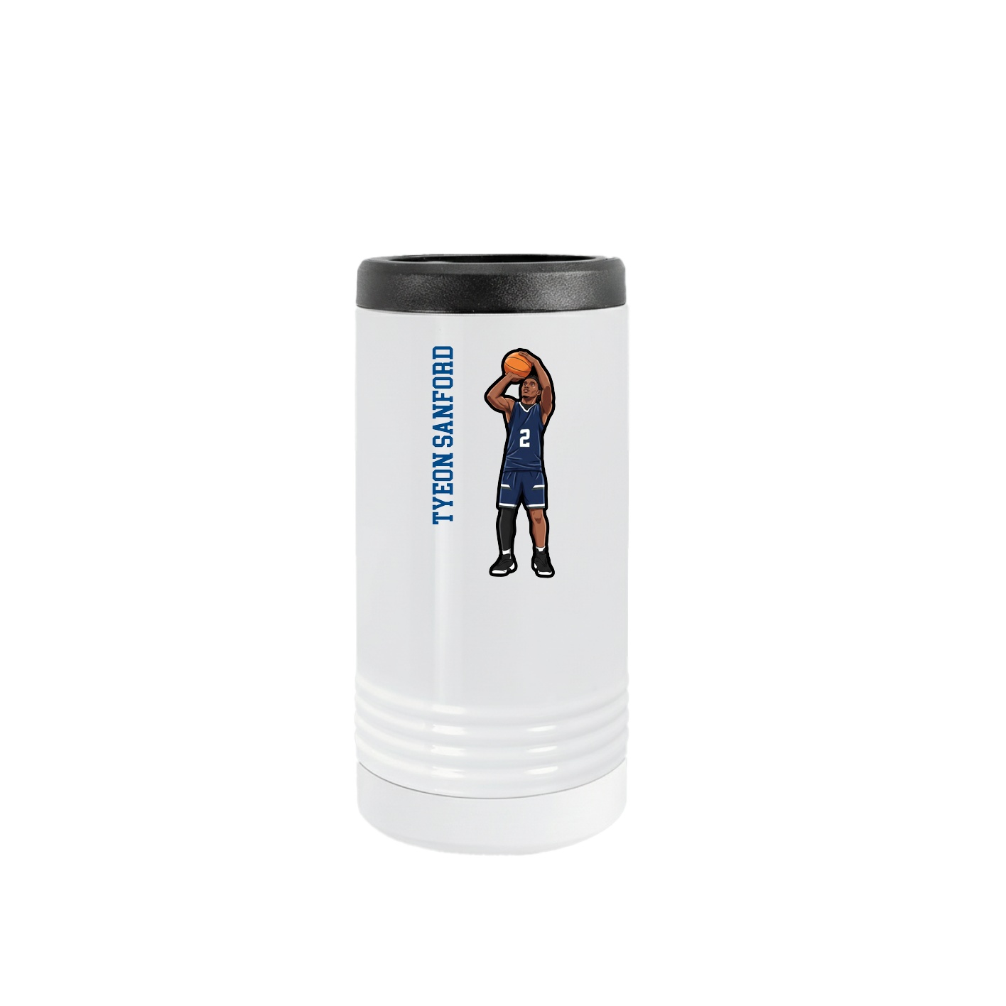 Slim Beverage Holder — Name Vertical in White