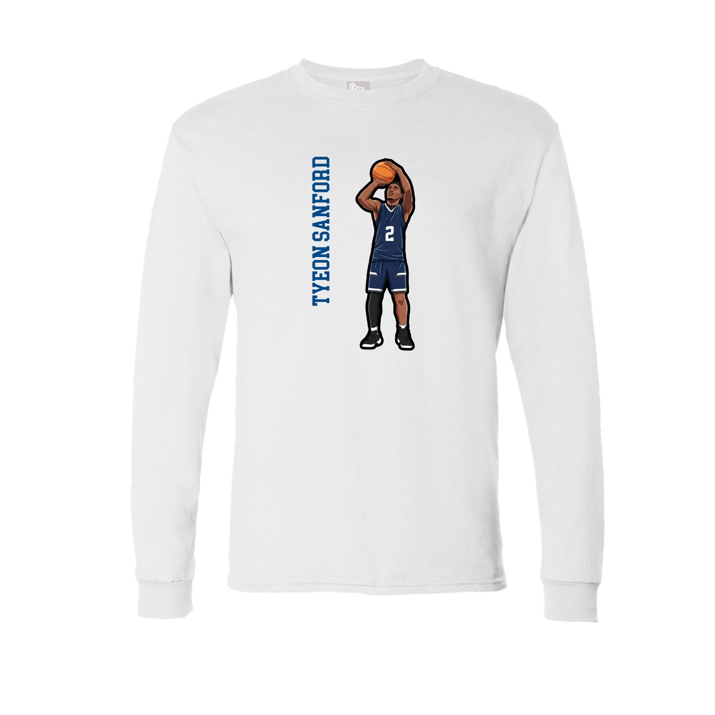 Long Sleeve Tee — Name Vertical in White
