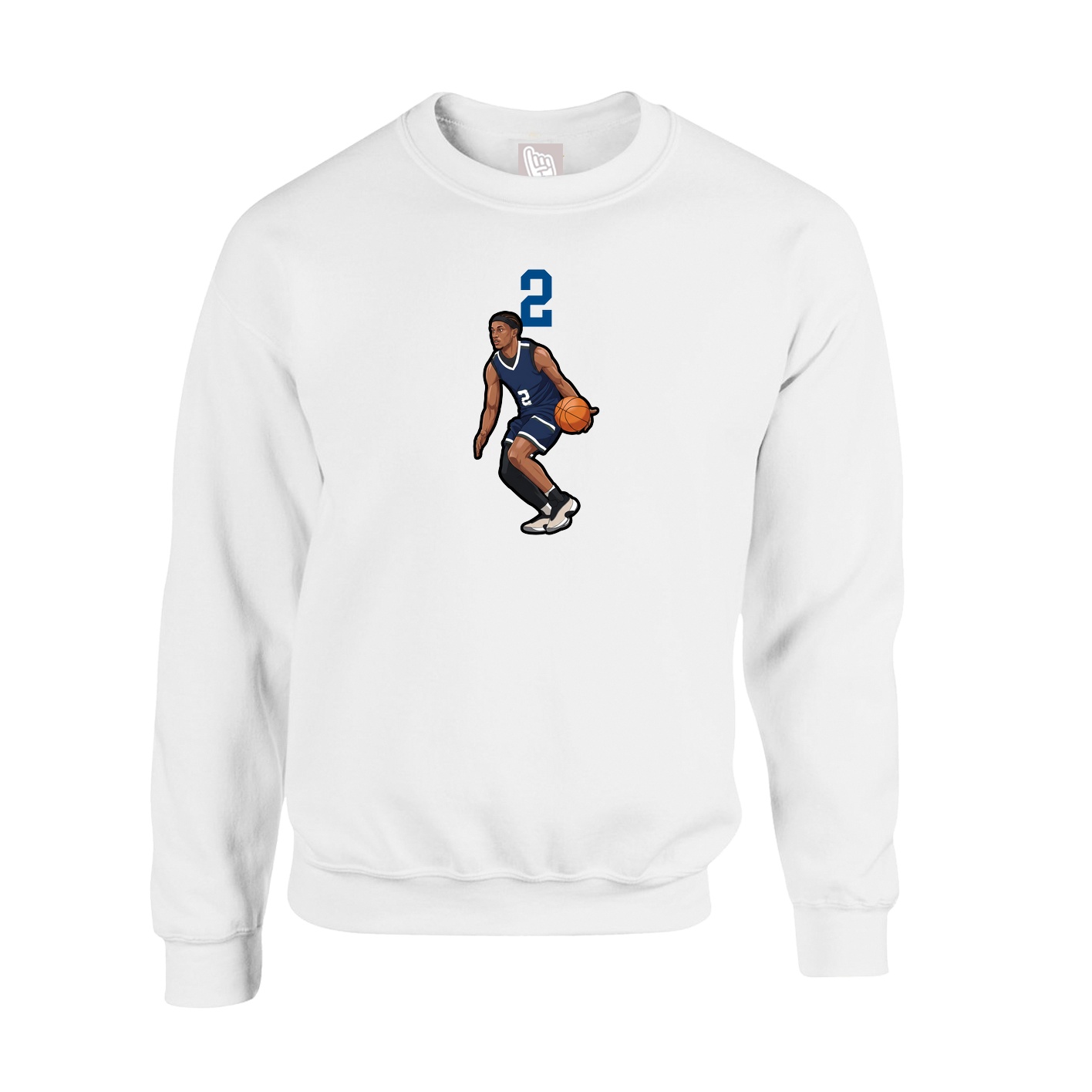 Fleece Crew — Number Top in White