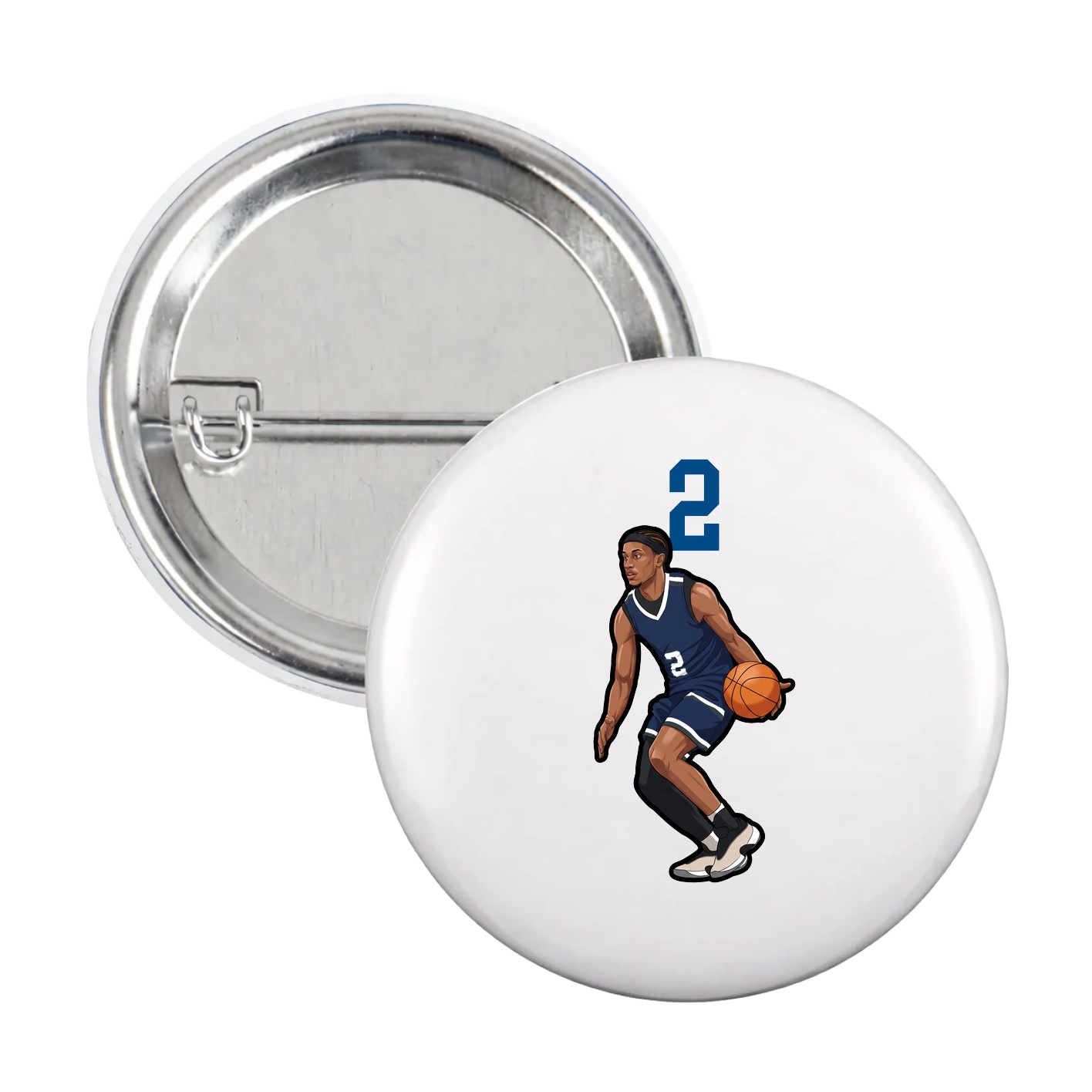 Game Day Button — Number Top in White