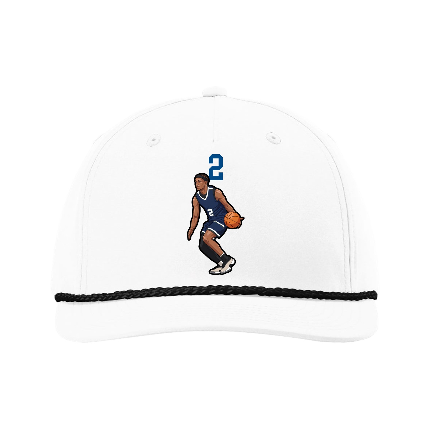 Five-Panel Classic Rope Cap — Number Top in White