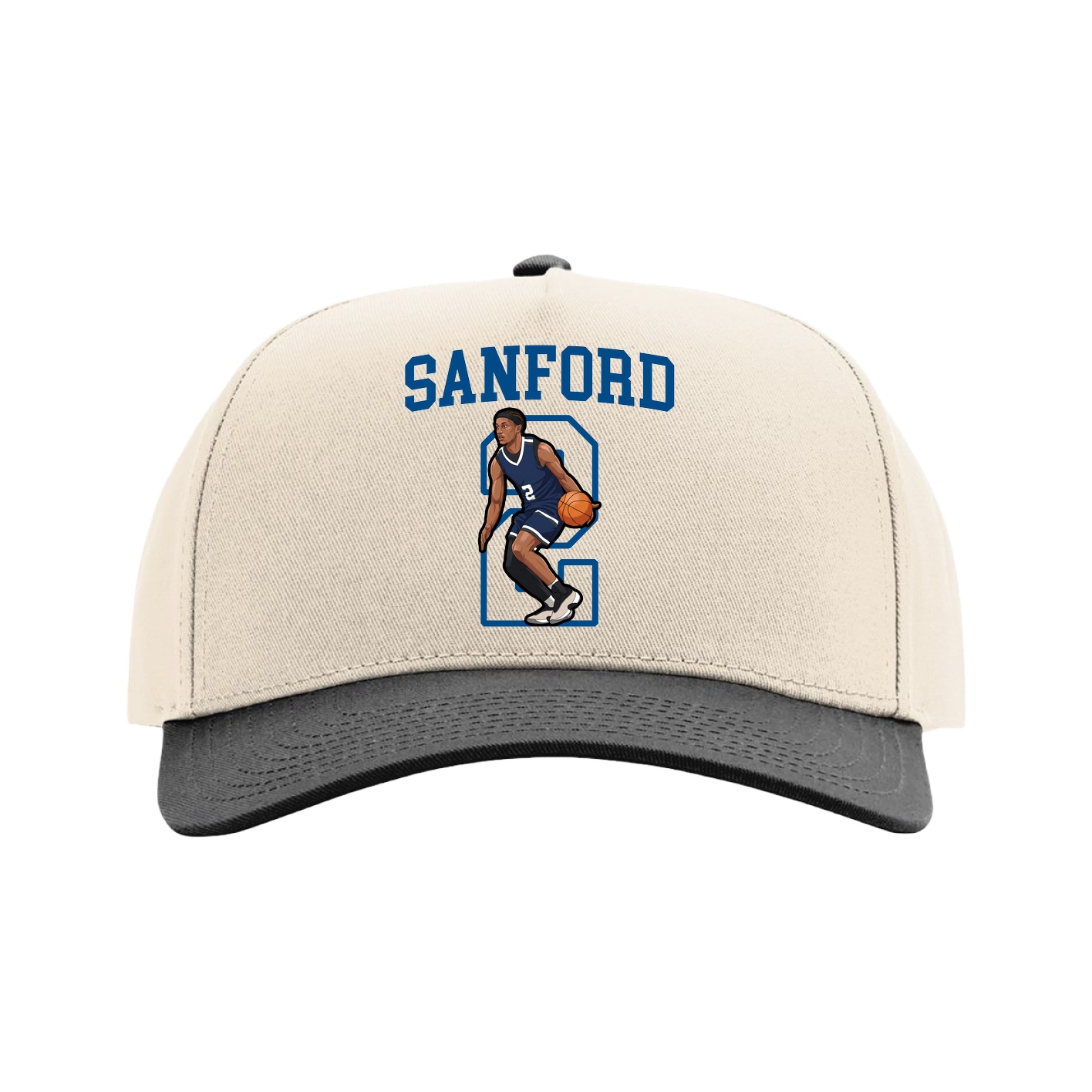 Full Fabric Five-Panel Champ Cap — Shirsey in Cream/Black