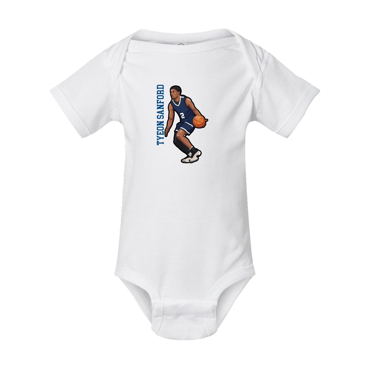 Baby Onesie — Name Vertical in White