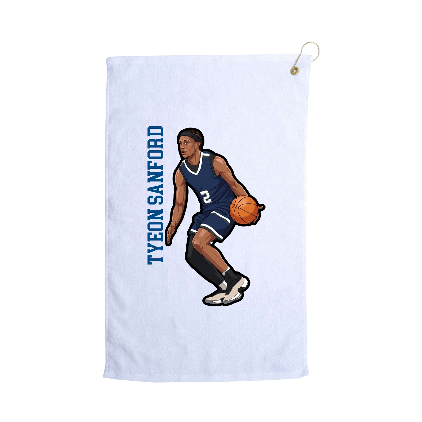 Golf Towel — Name Vertical in White