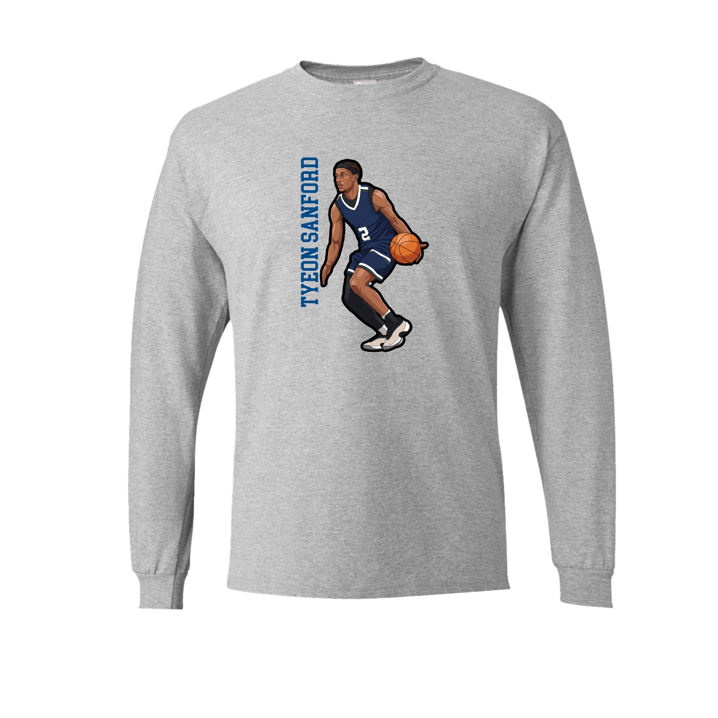 Long Sleeve Tee — Name Vertical in Grey