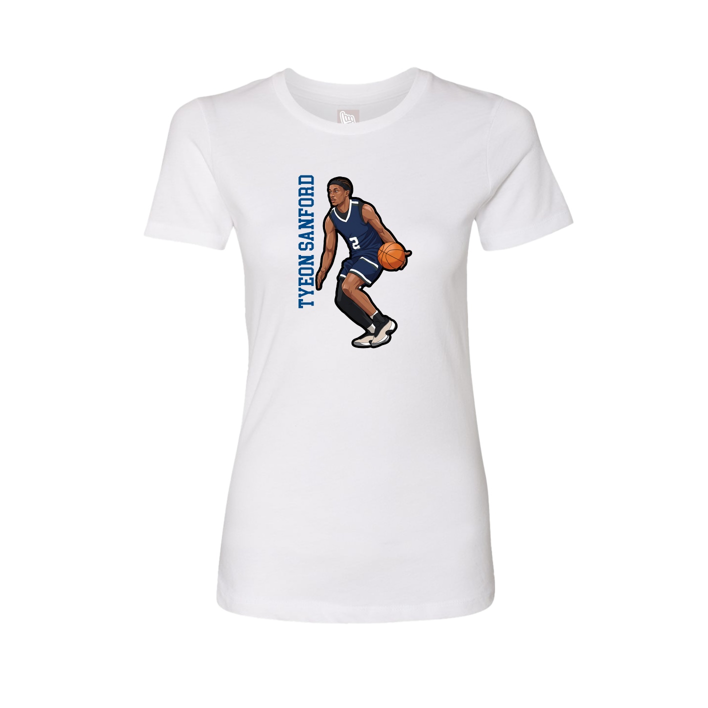 Womens Tee — Name Vertical in White