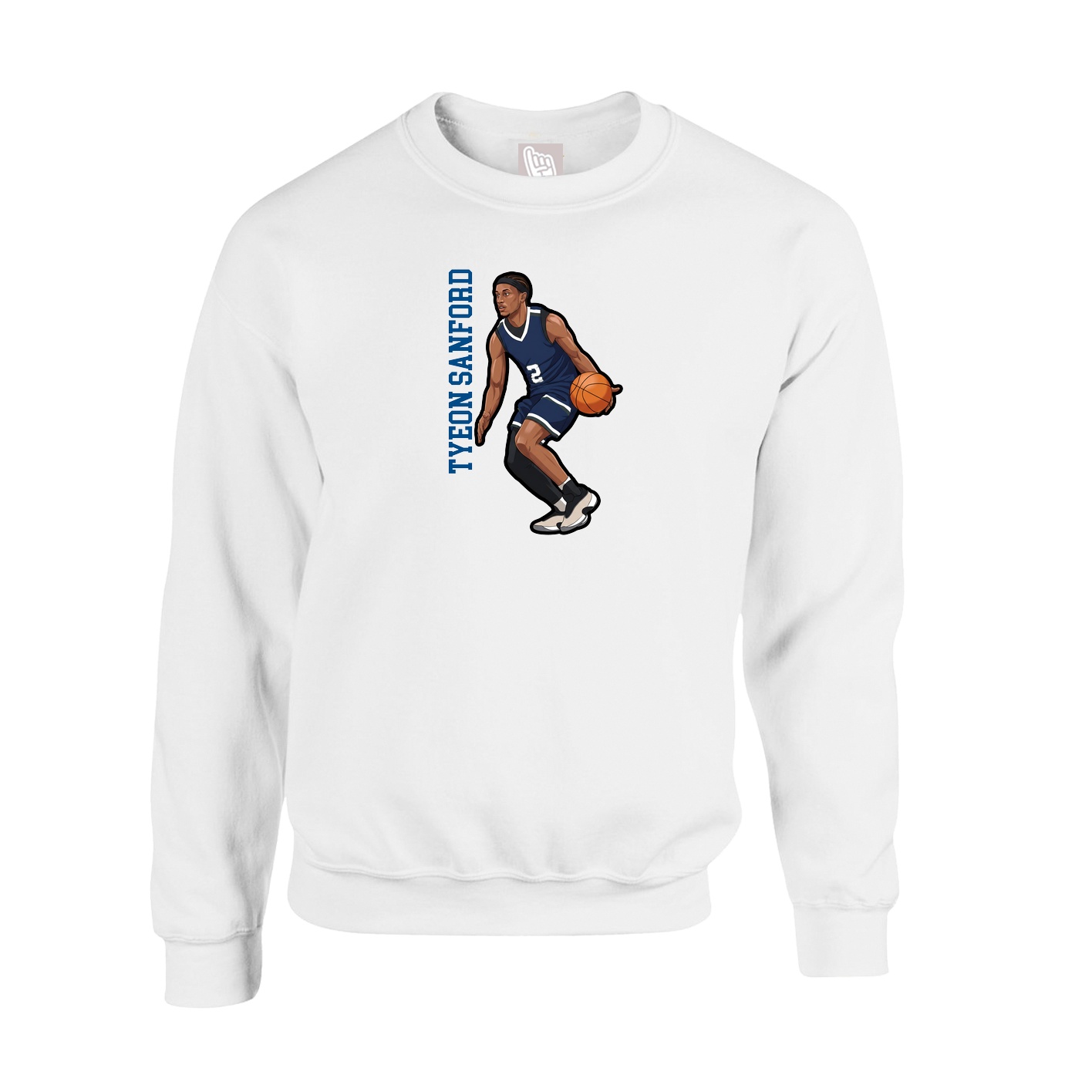 Fleece Crew — Name Vertical in White