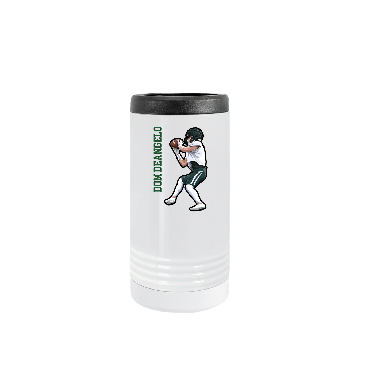 Slim Beverage Holder — Name Vertical in White