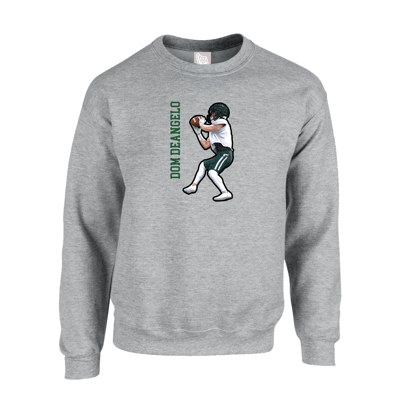 Fleece Crew — Name Vertical in Grey