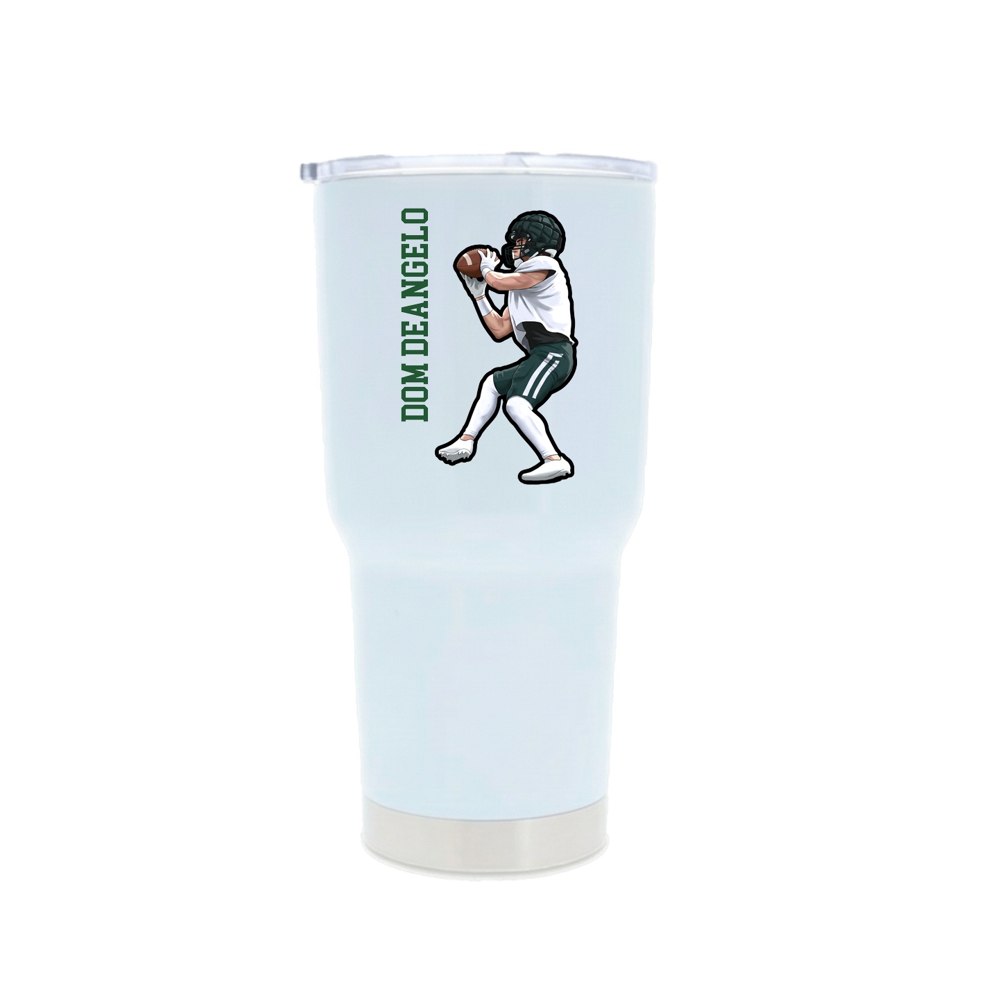 30oz Stainless Steel Tumbler — Name Vertical in White