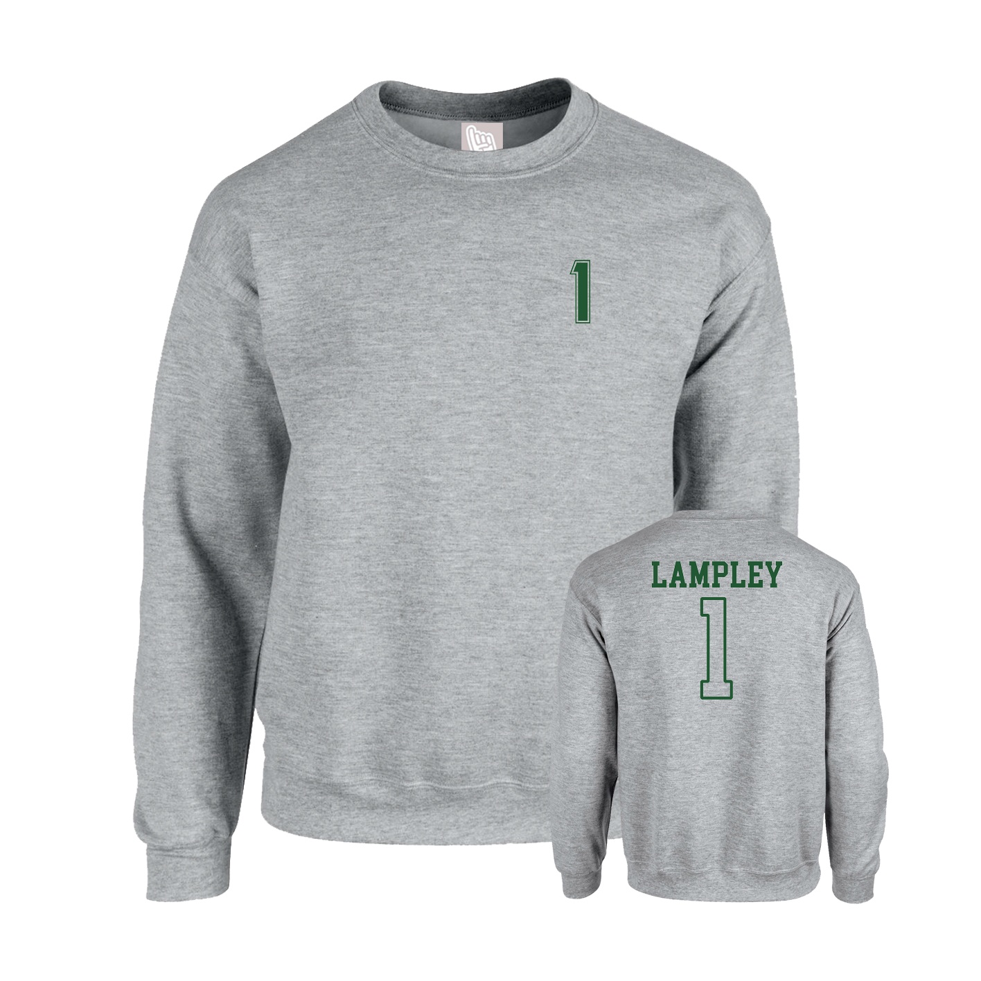 Fleece Crew — Chest Back in Grey