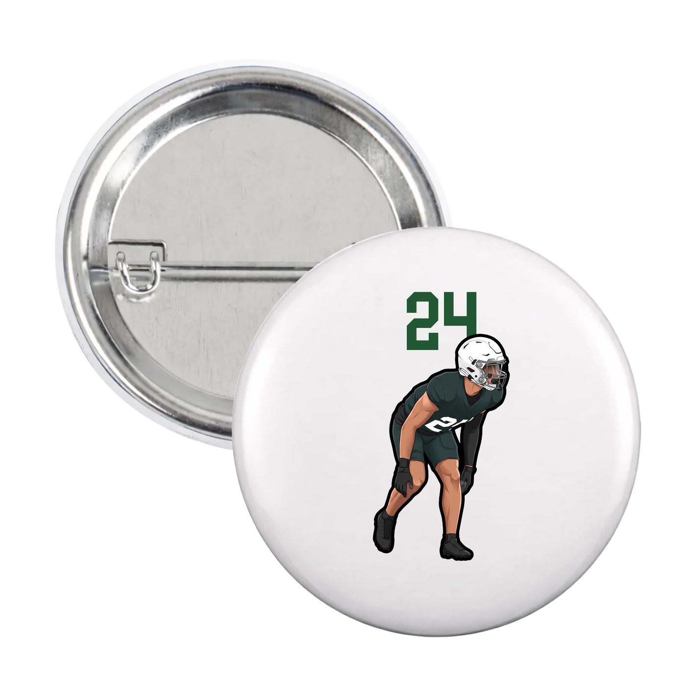 Game Day Button — Number Top in White