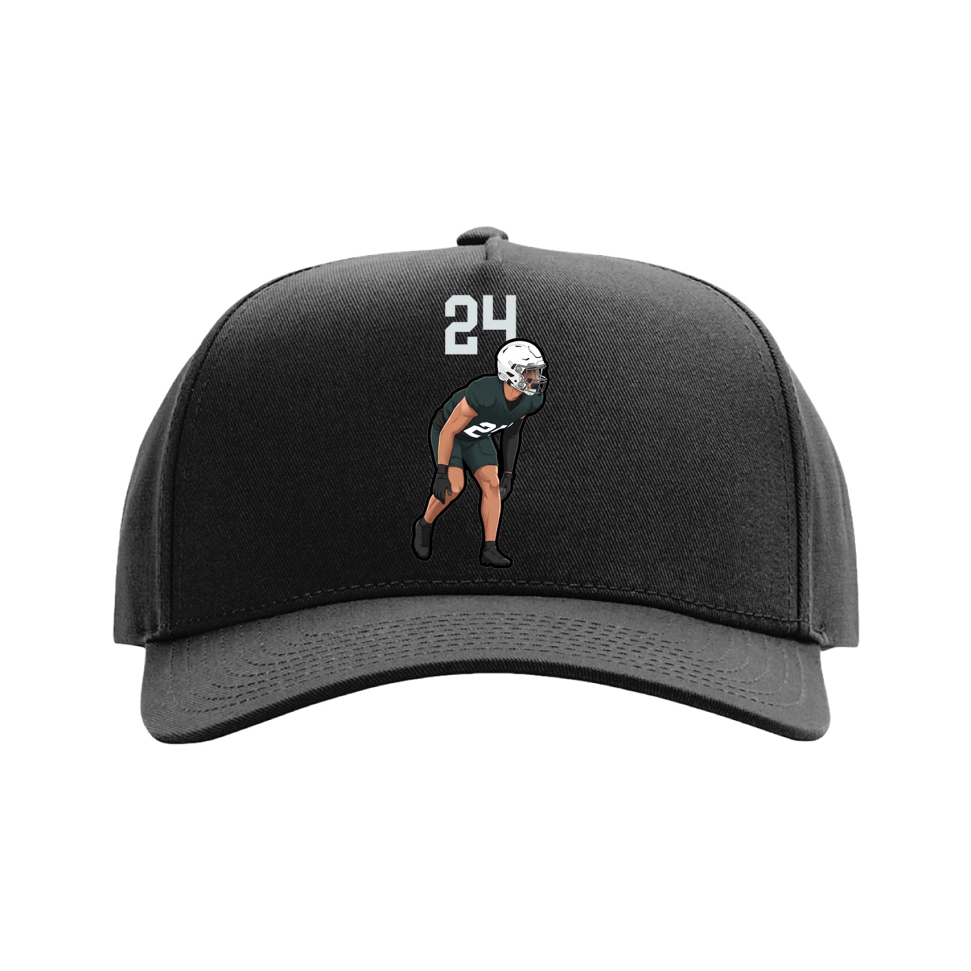 Full Fabric Five-Panel Champ Cap — Number Top in Black
