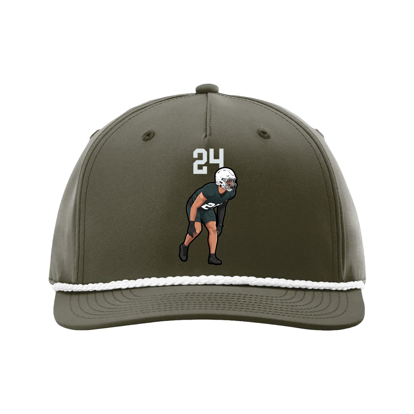 Five-Panel Classic Rope Cap — Number Top in Green