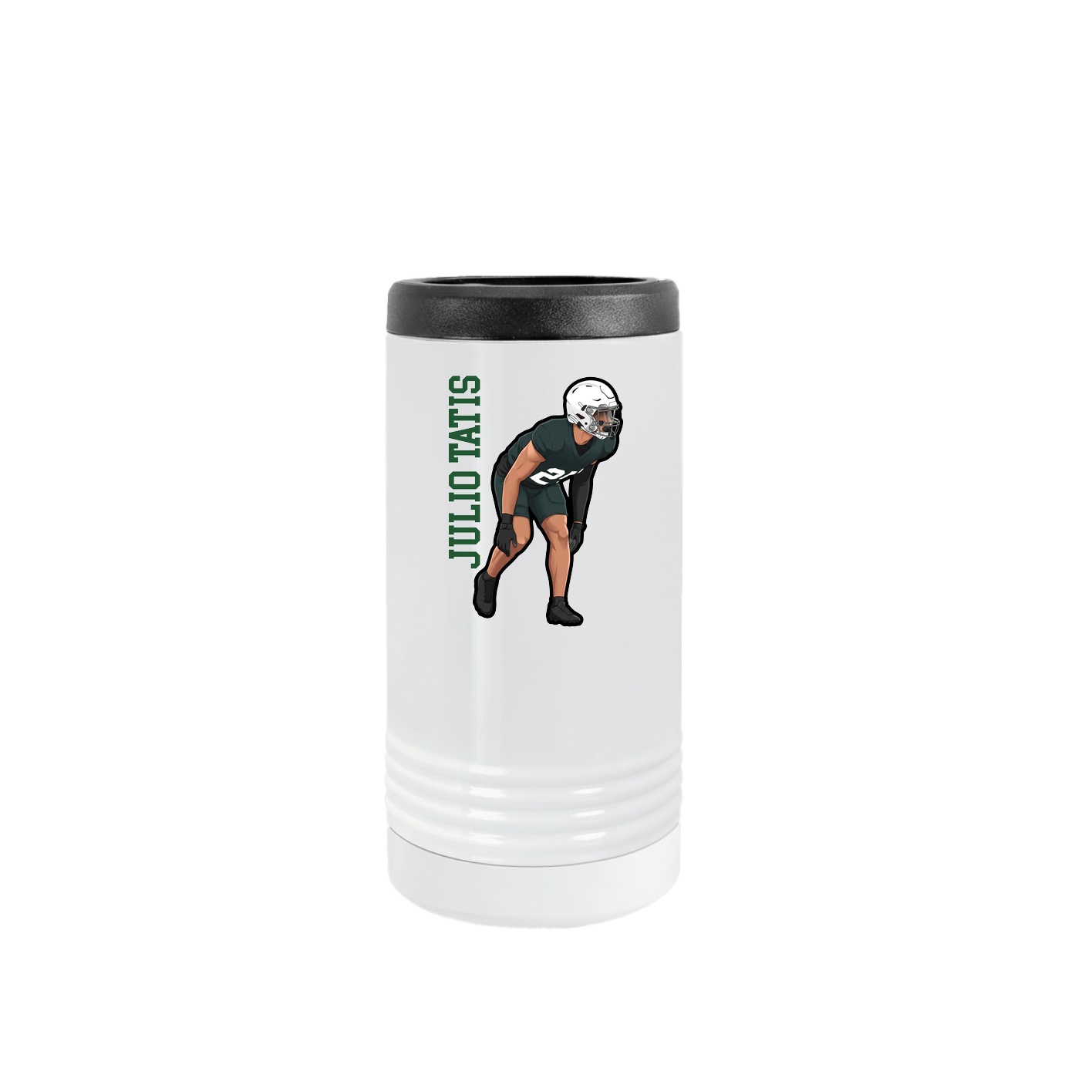Slim Beverage Holder — Name Vertical in White
