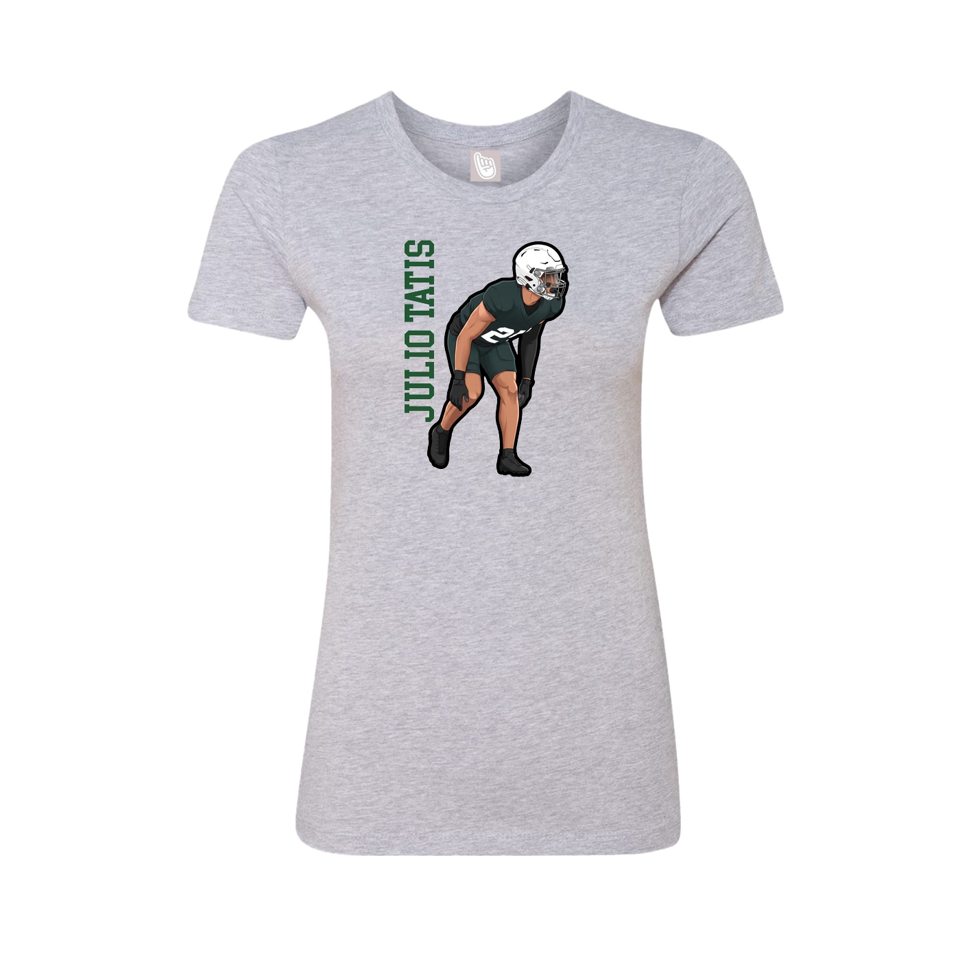 Fitted Women's Tee — Name Vertical in Grey