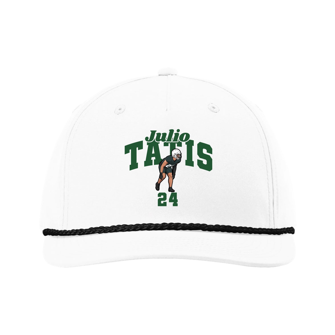 Five-Panel Classic Rope Cap — Signature Arch in White