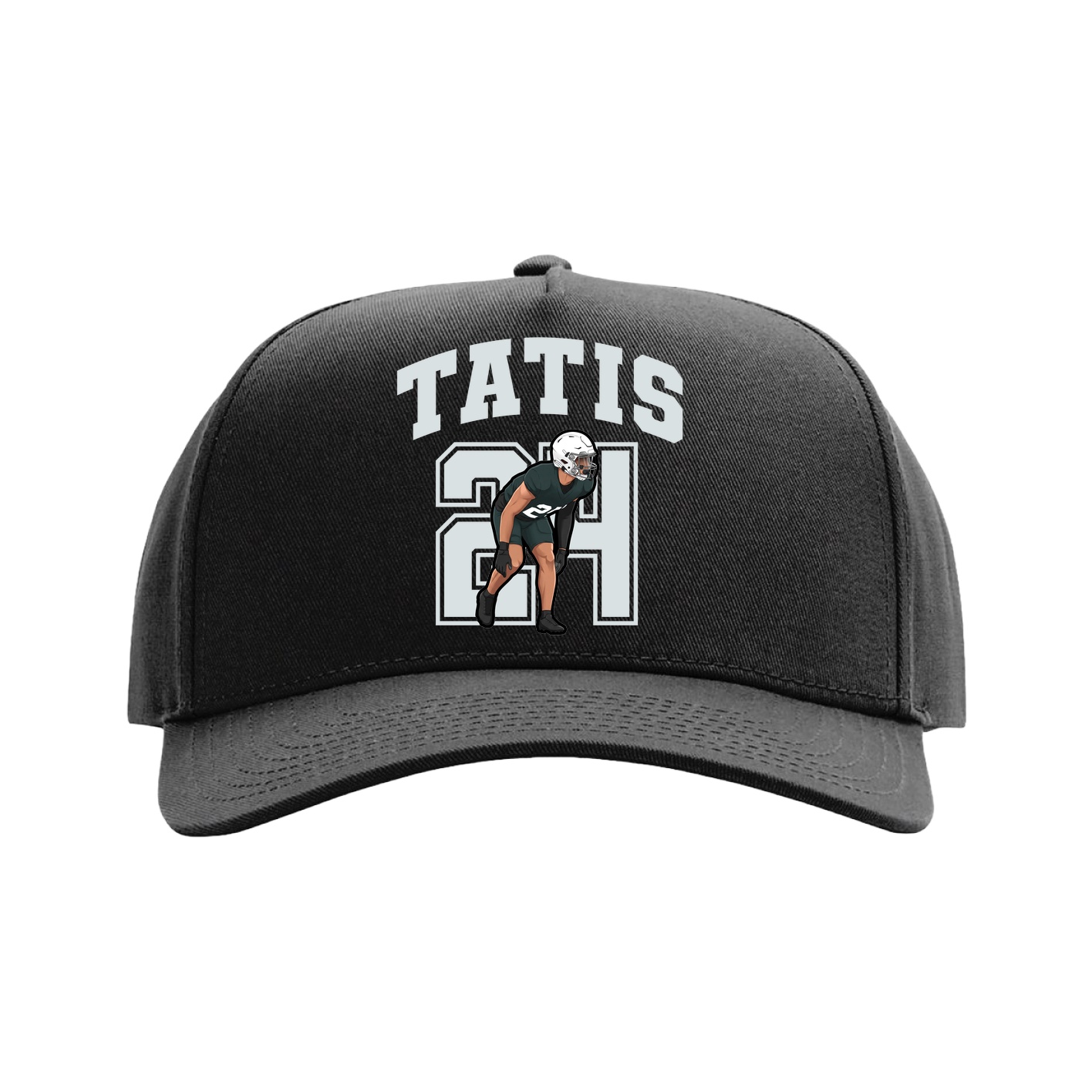 Full Fabric Five-Panel Champ Cap — Number in Black