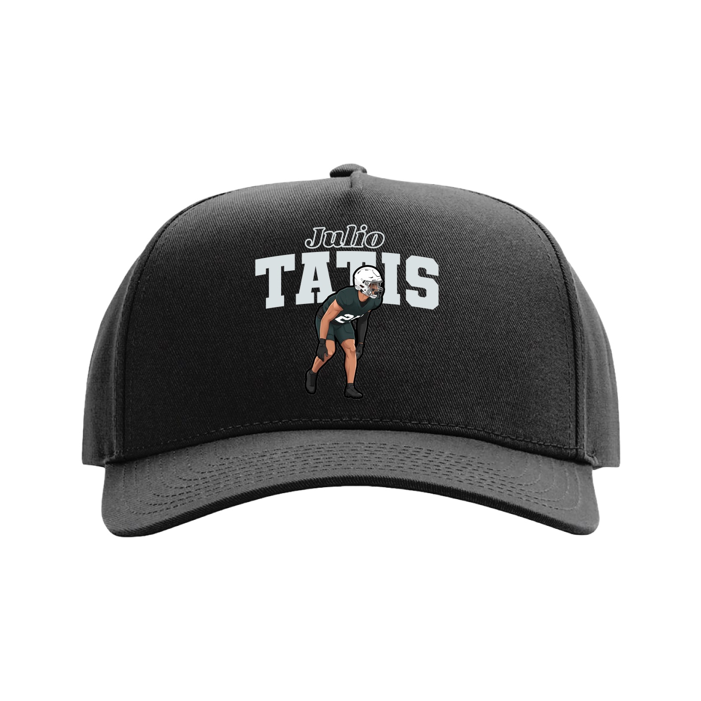 Full Fabric Five-Panel Champ Cap — Name Arch in Black