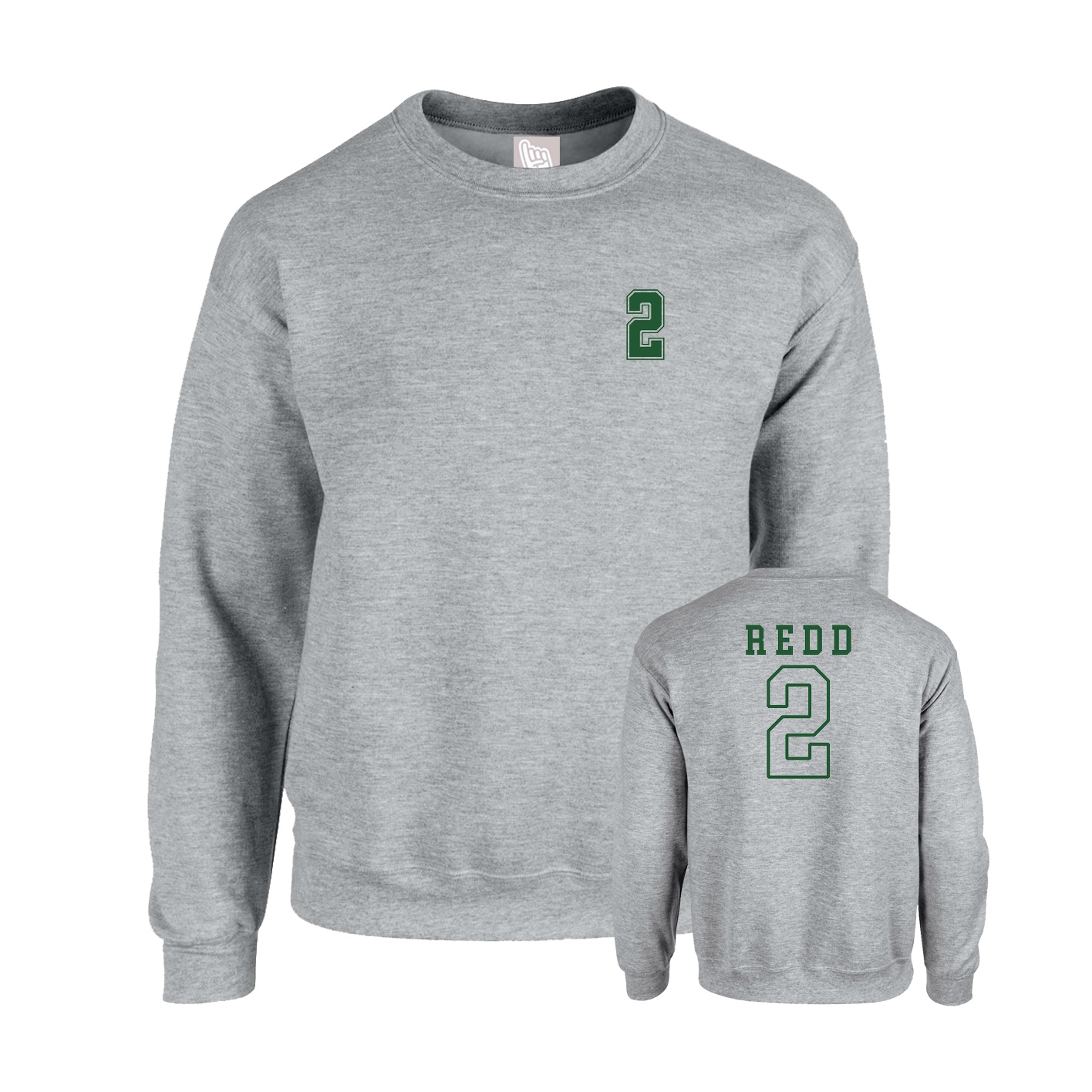 Fleece Crew — Chest Back in Grey