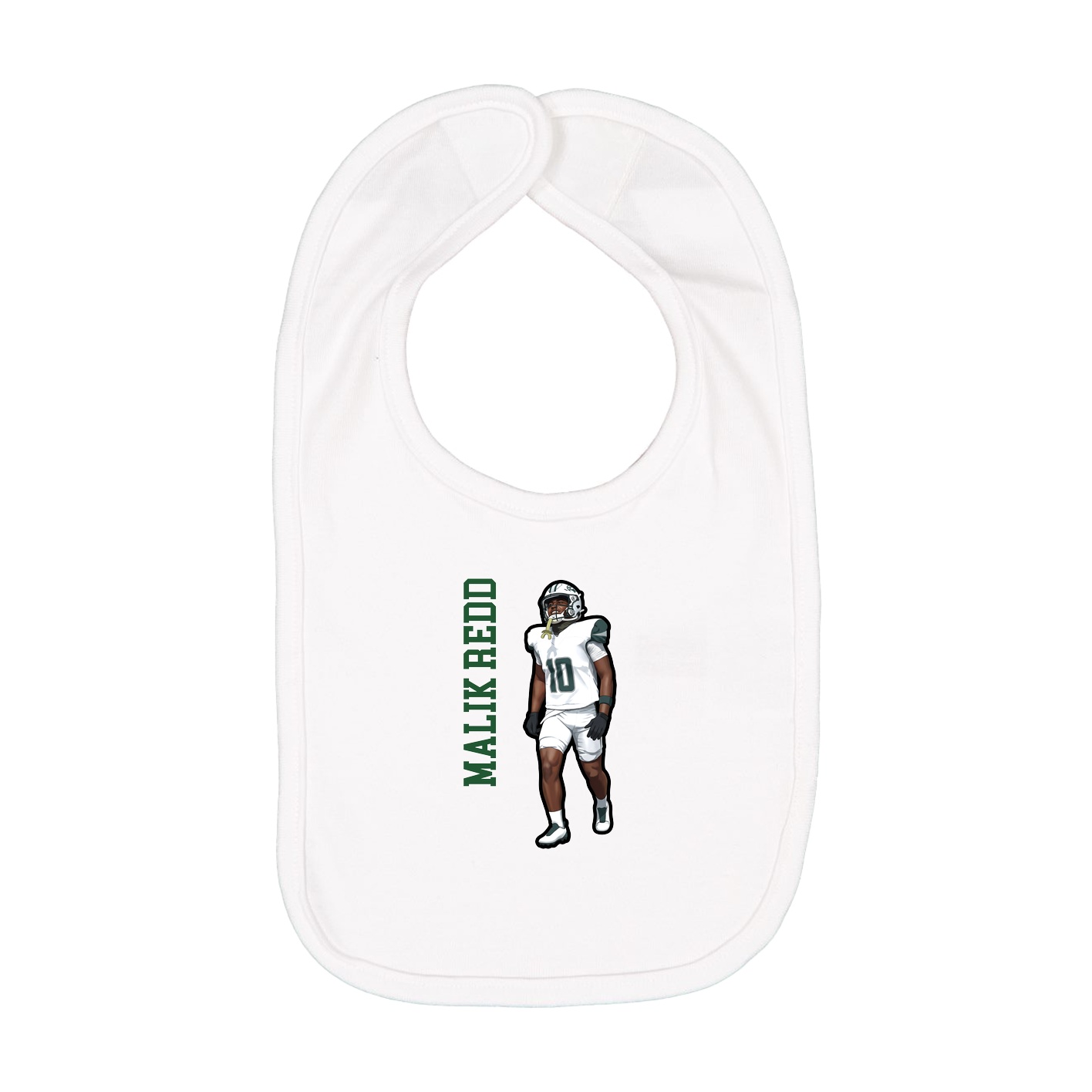 Infant Bib — Name Vertical in White