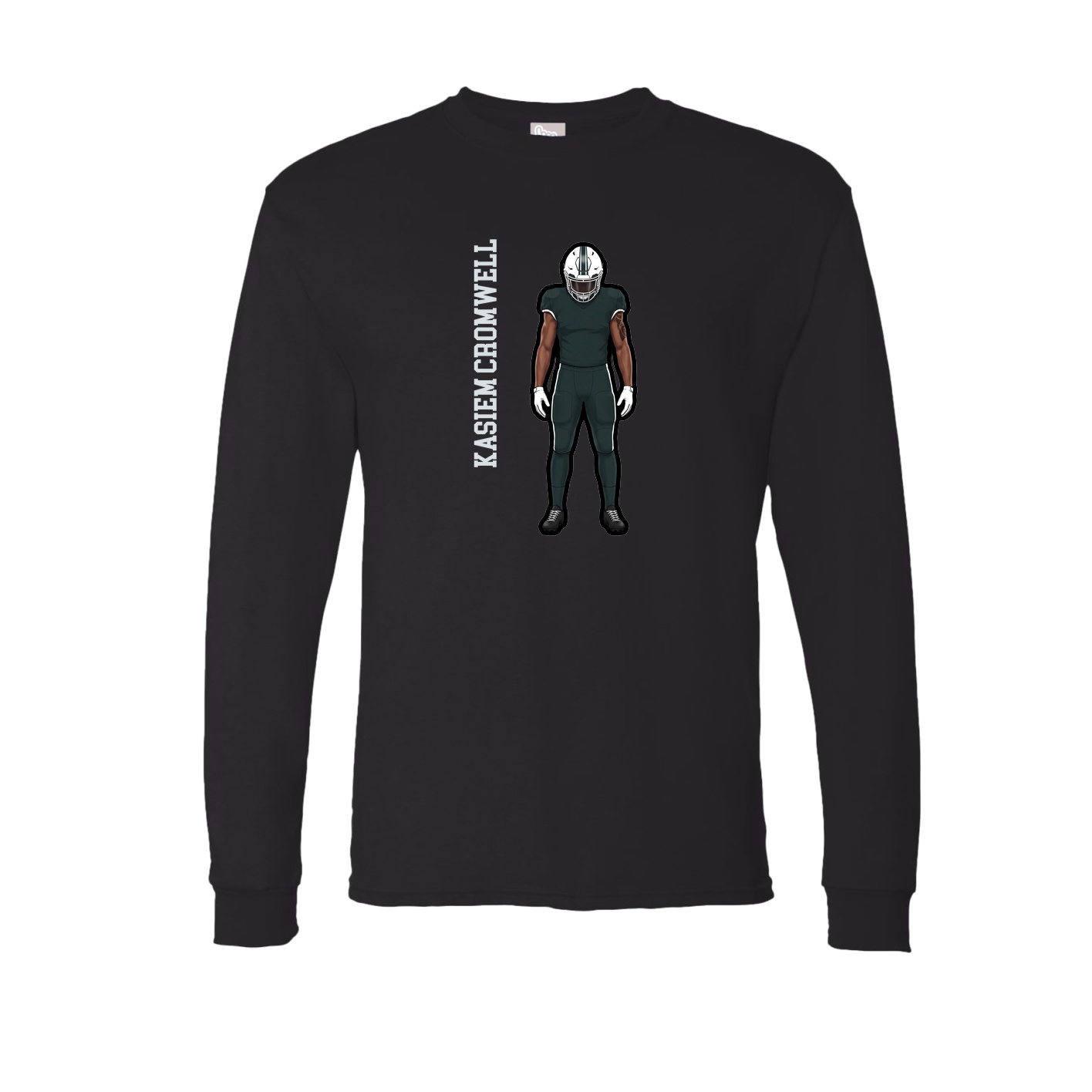 Long Sleeve Tee — Name Vertical in Black