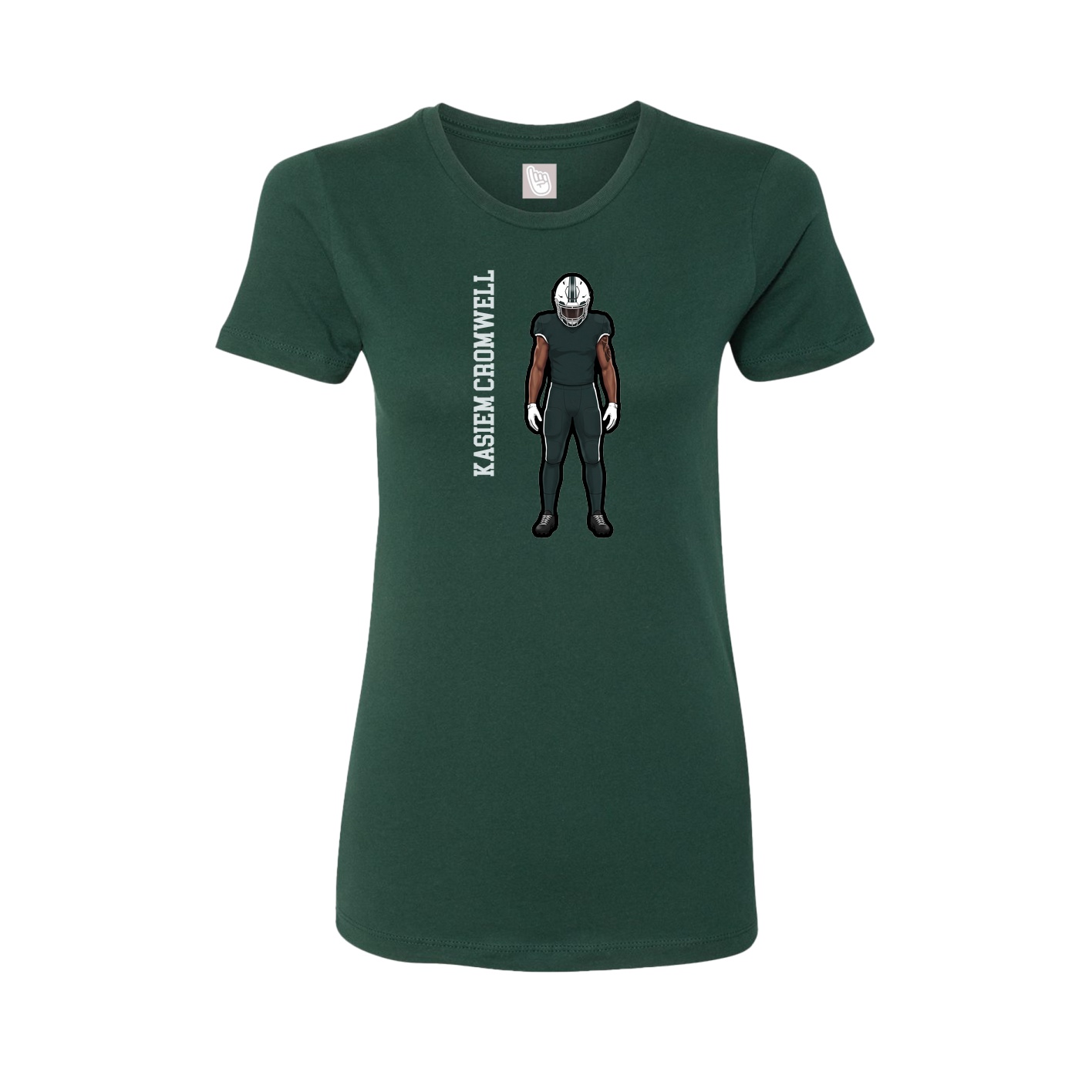 Fitted Women's Tee — Name Vertical in Green