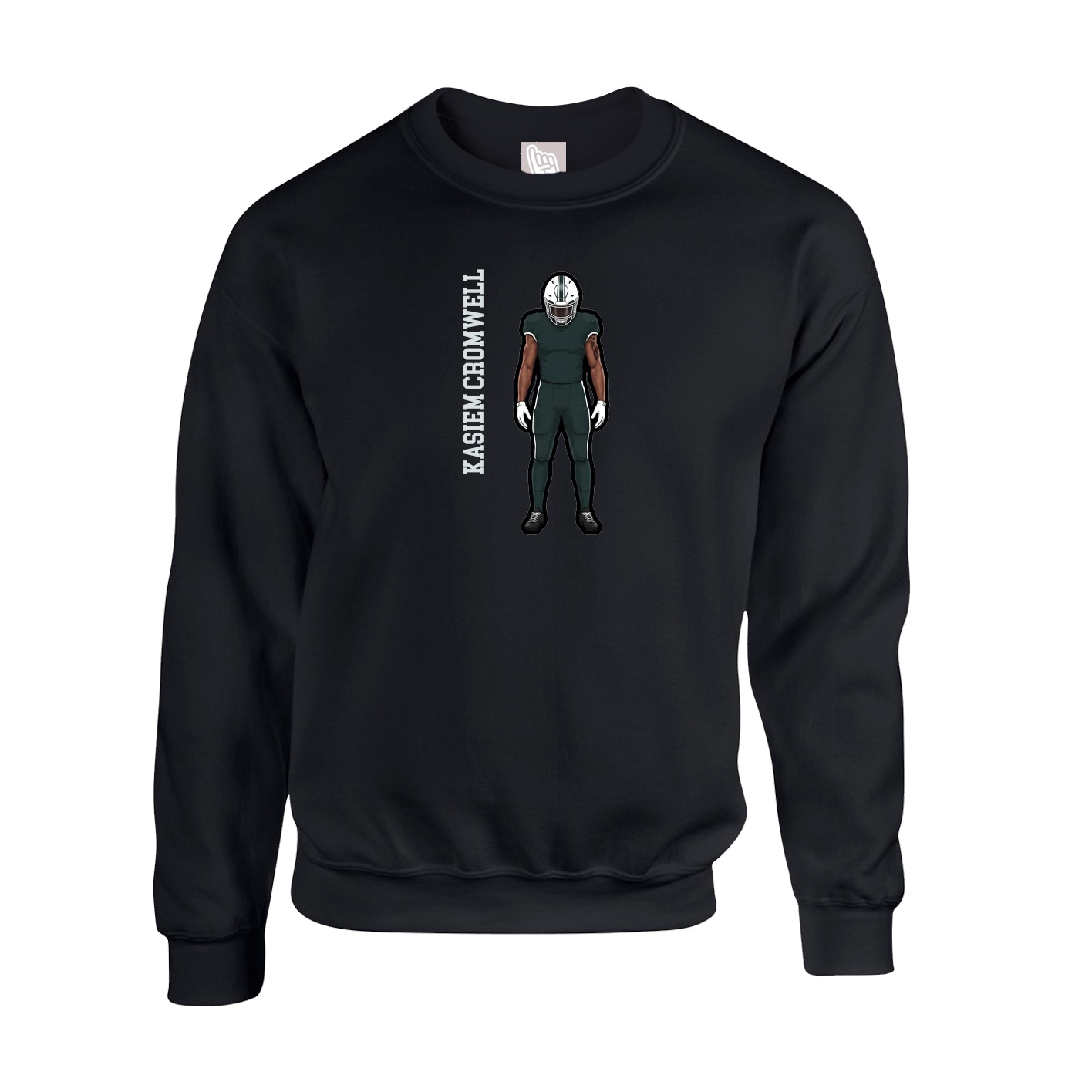 Fleece Crew — Name Vertical in Black