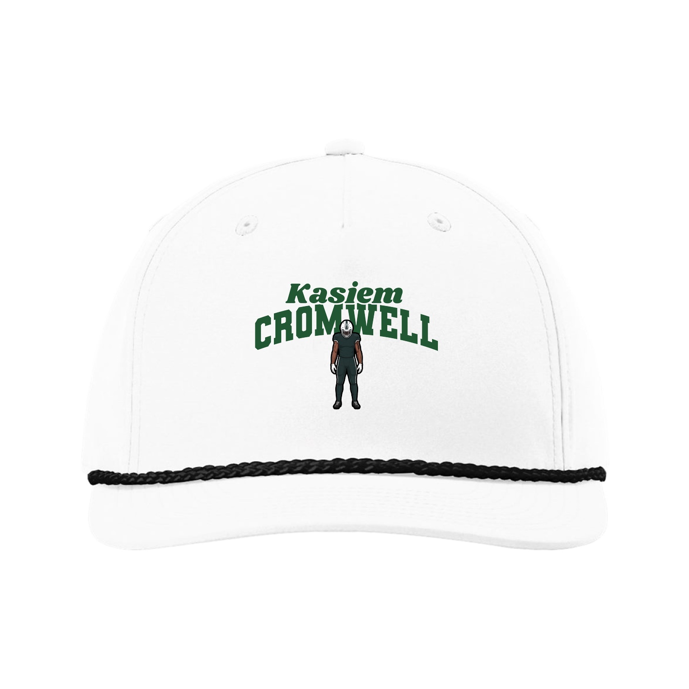 Five-Panel Classic Rope Cap — Signature Arch in White
