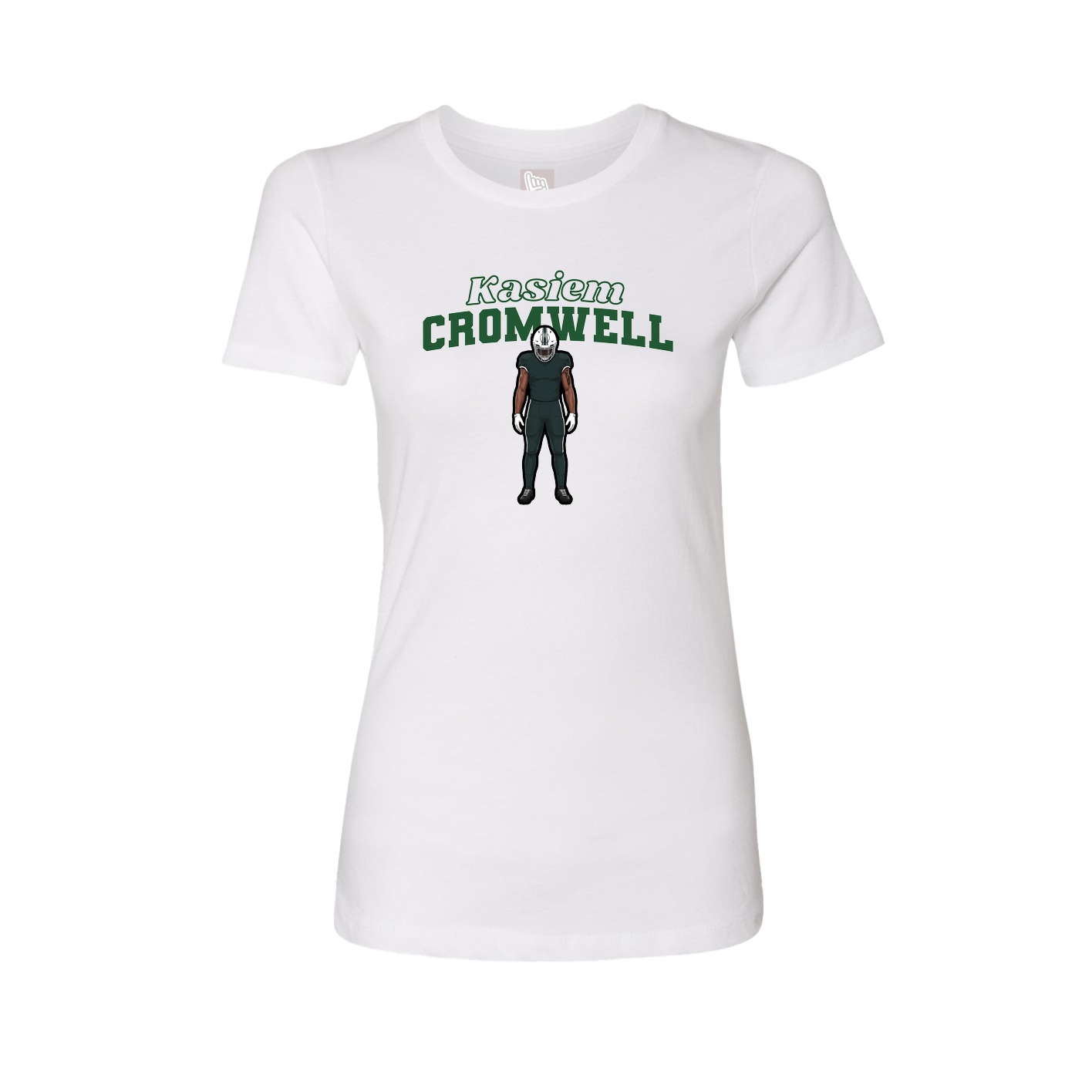 Fitted Women's Tee — Name Arch in White