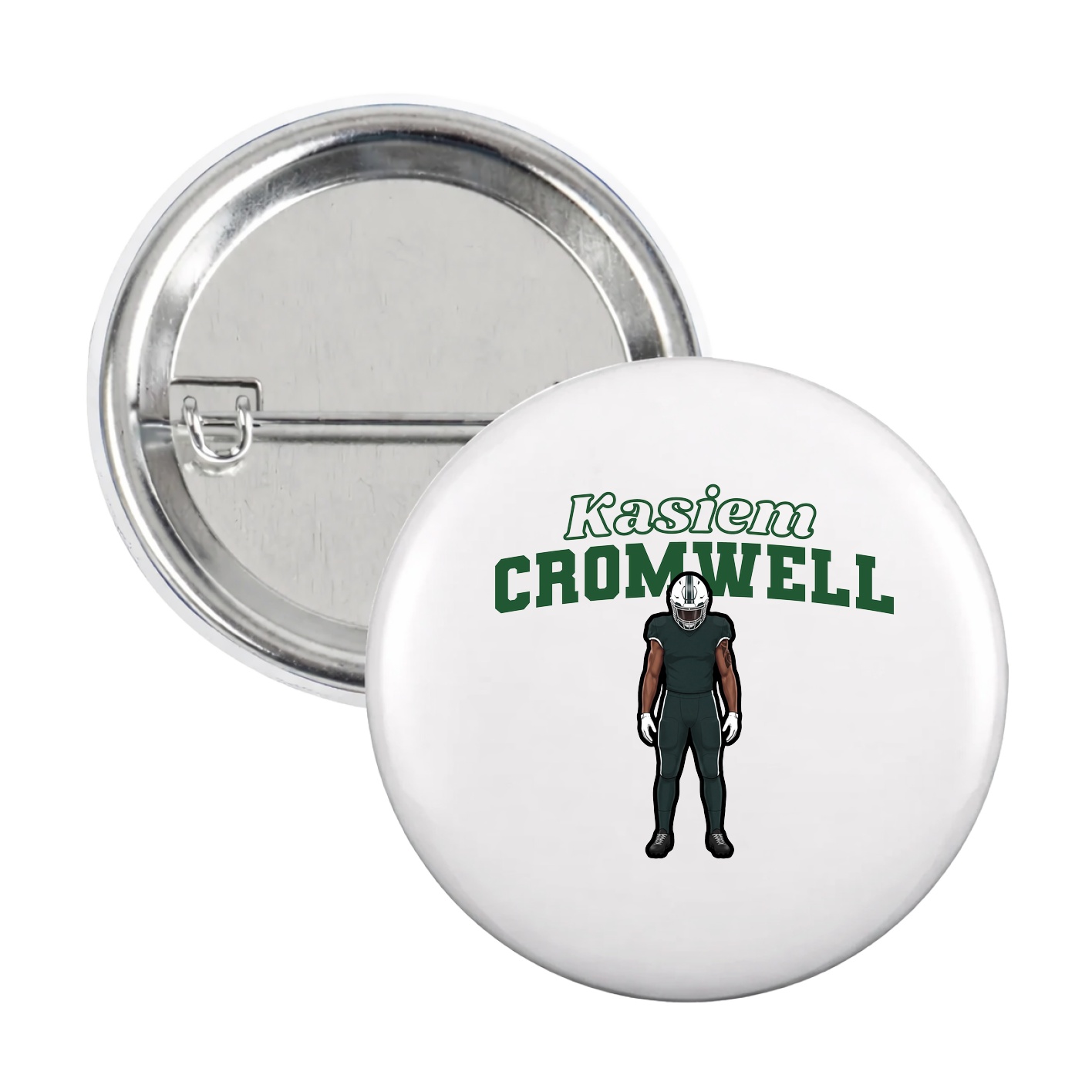 Game Day Button — Name Arch in White