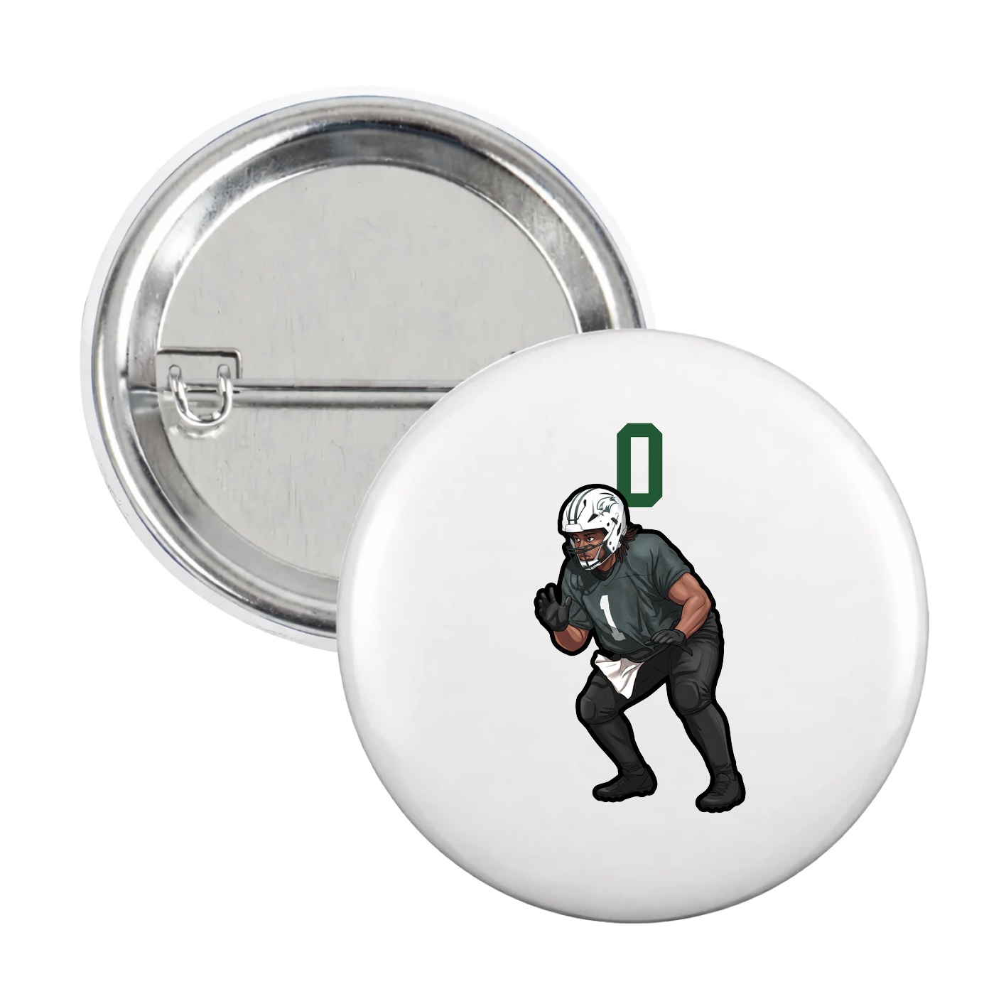 Game Day Button — Number Top in White