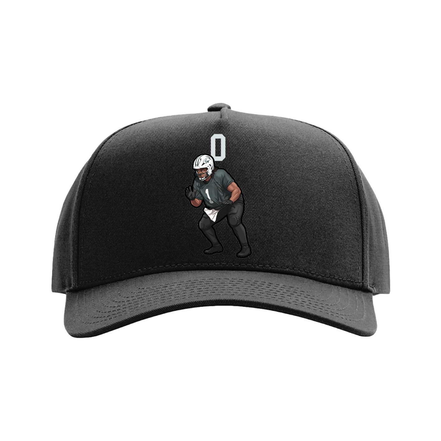 Full Fabric Five-Panel Champ Cap — Number Top in Black