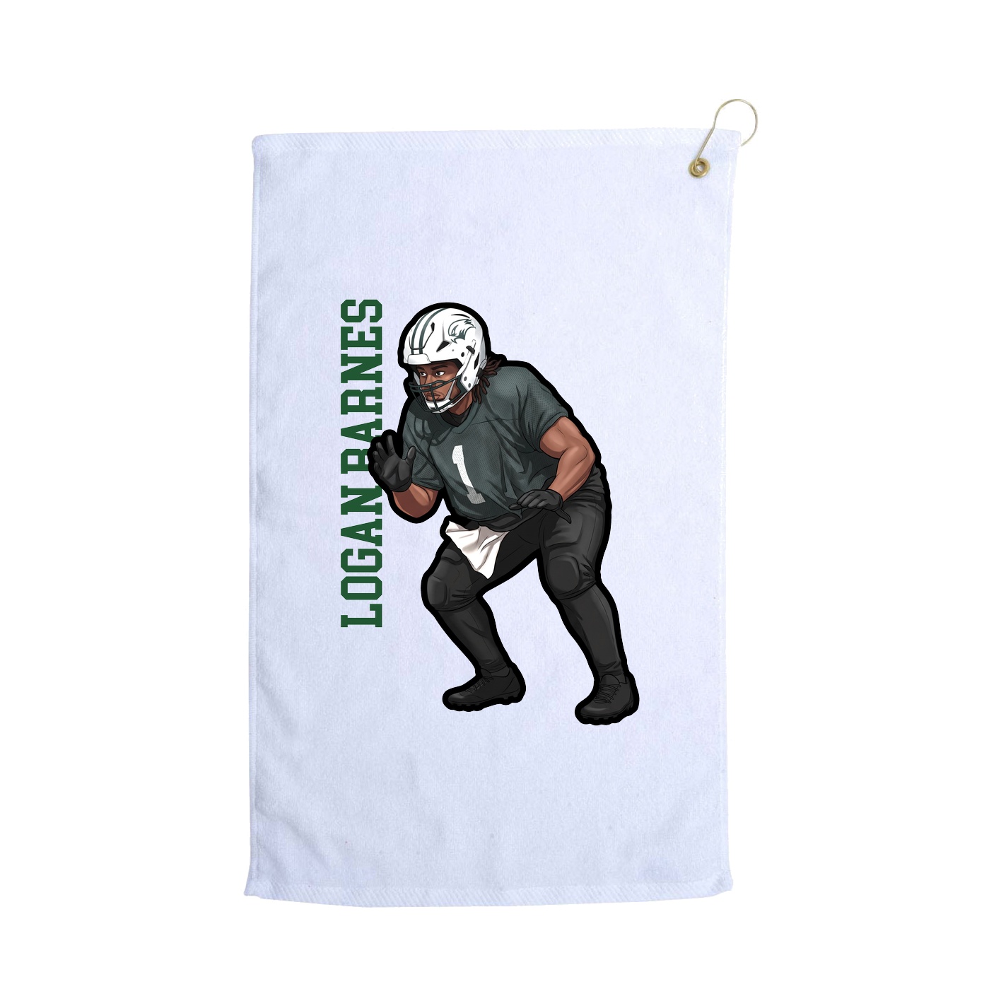 Golf Towel — Name Vertical in White