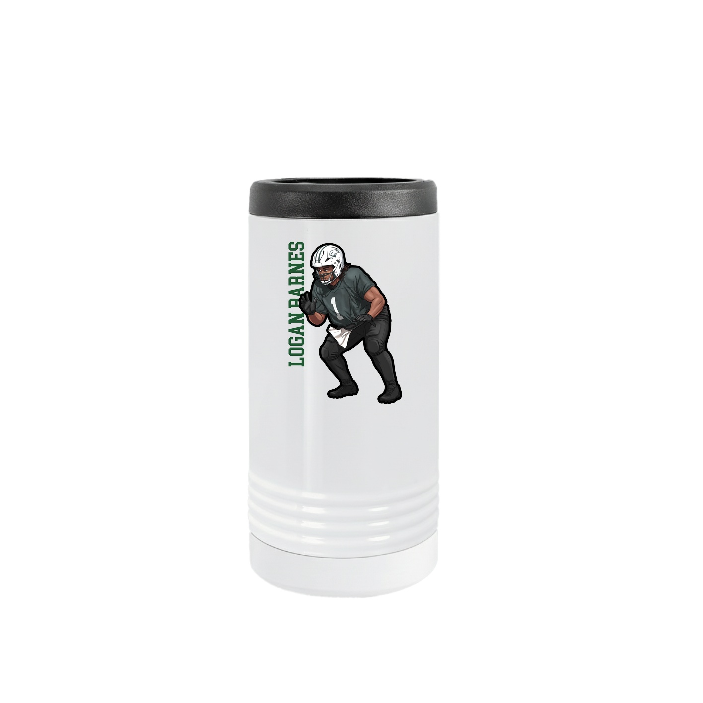 Slim Beverage Holder — Name Vertical in White