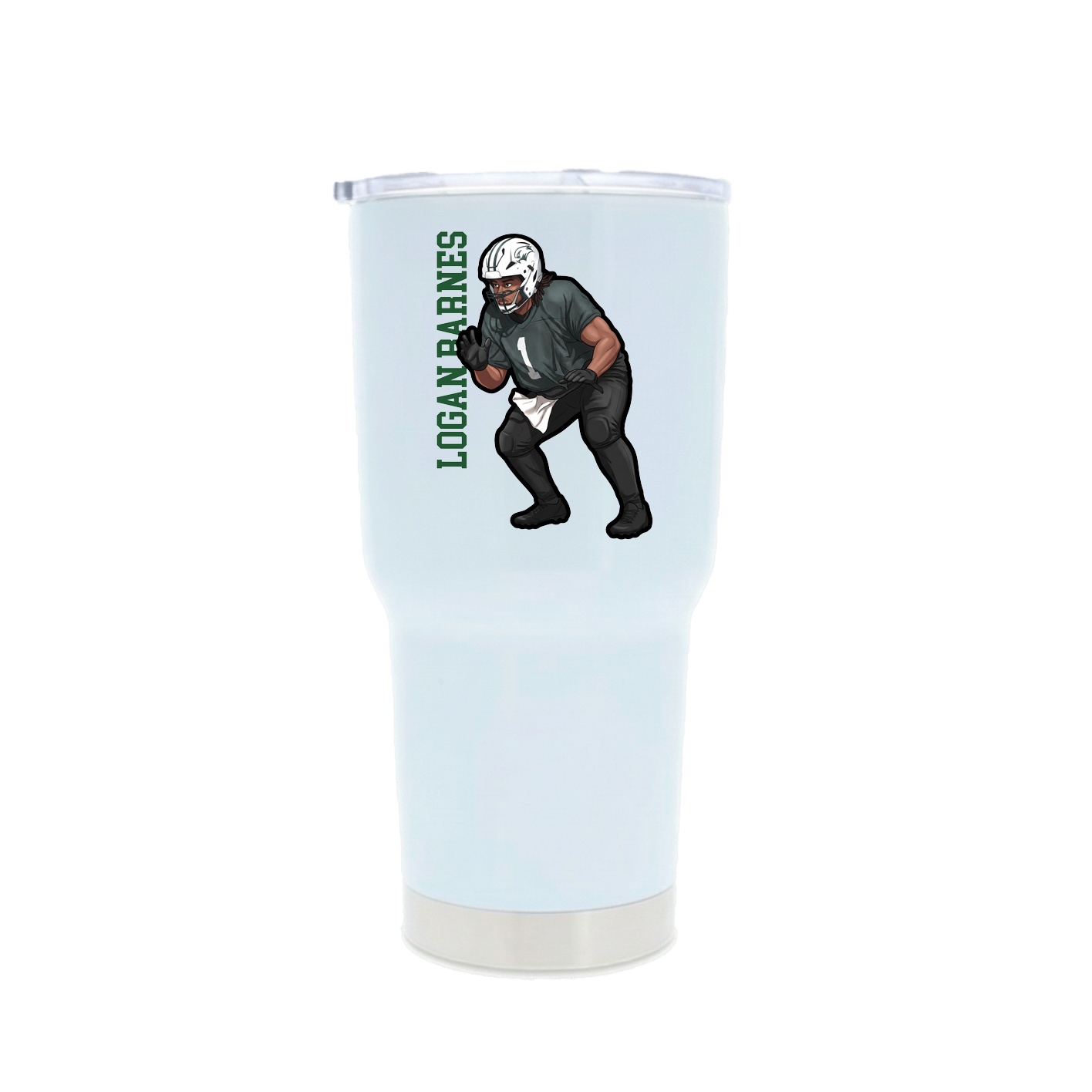 30oz Stainless Steel Tumbler — Name Vertical in White