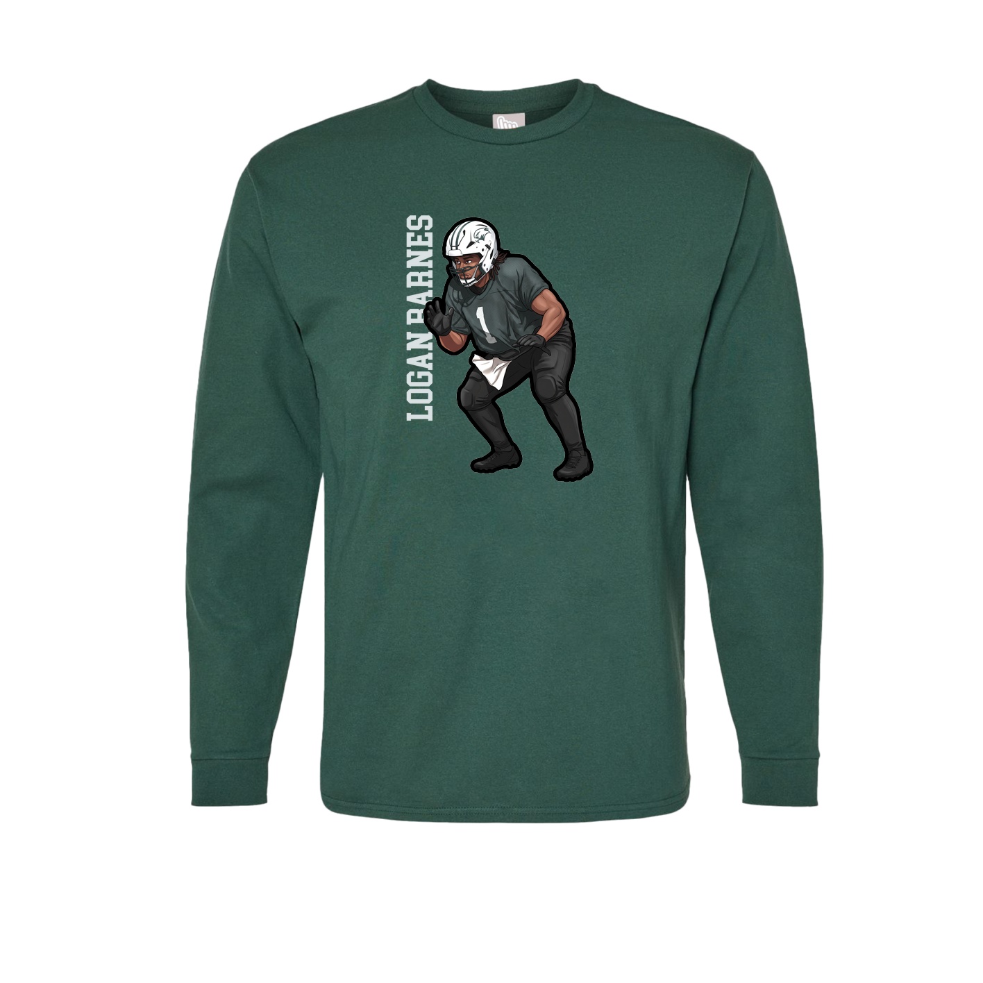 Long Sleeve Tee — Name Vertical in Green