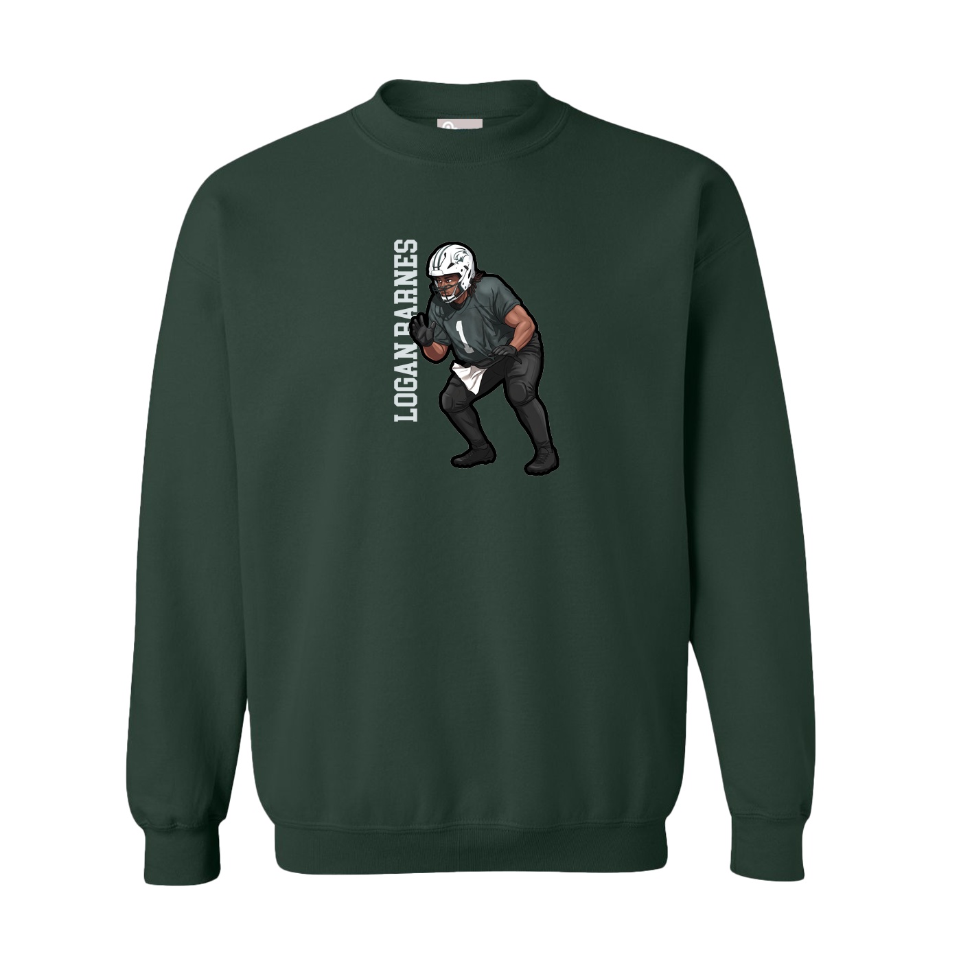 Fleece Crew — Name Vertical in Green