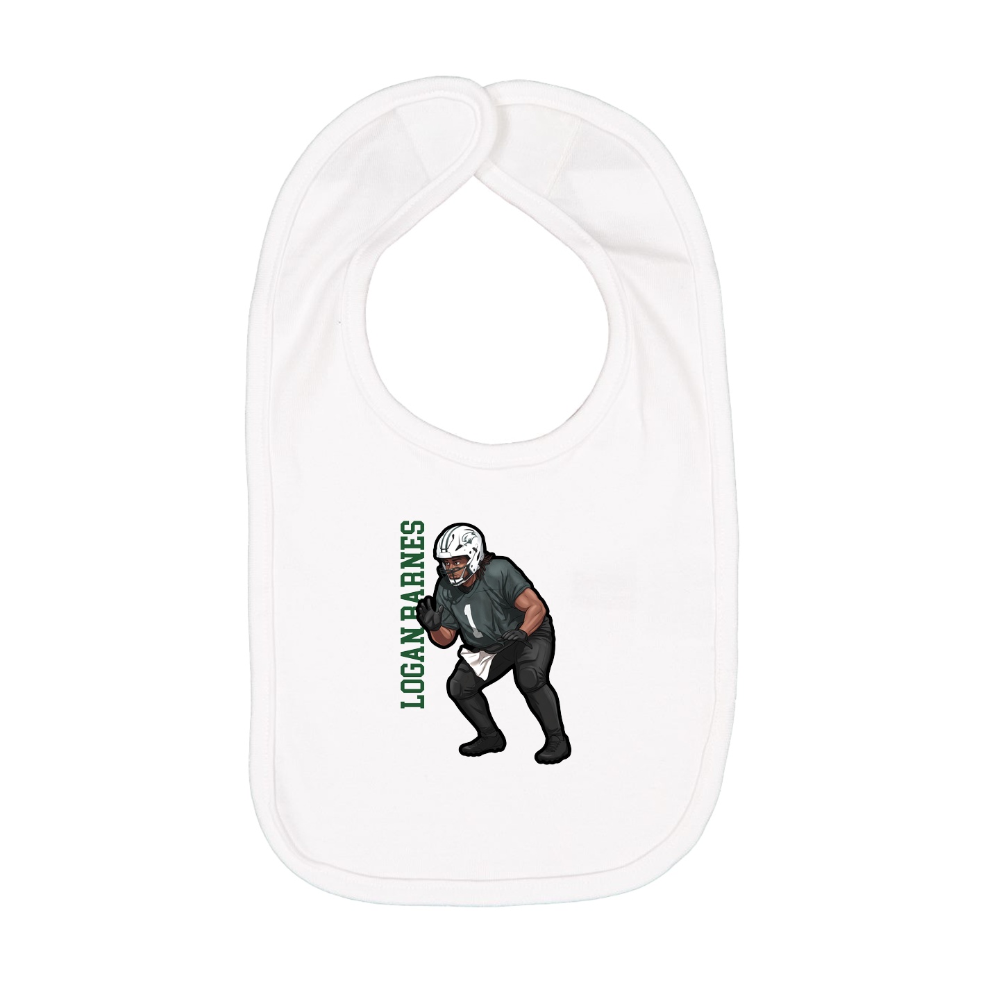 Infant Bib — Name Vertical in White