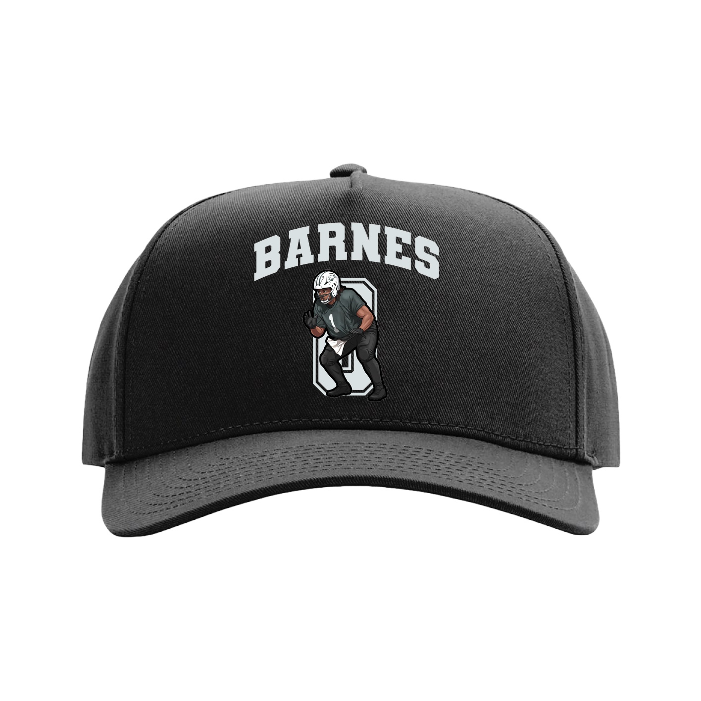 Full Fabric Five-Panel Champ Cap — Number in Black