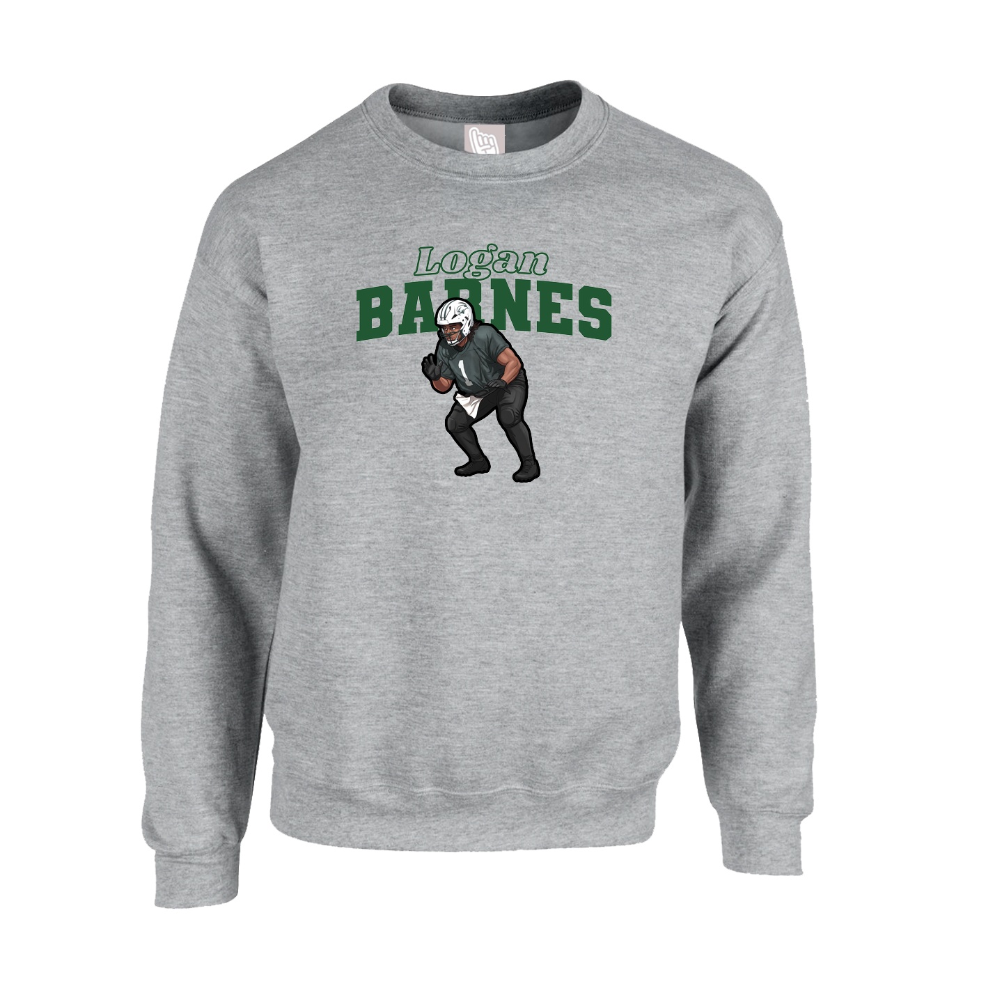Fleece Crew — Name Arch in Grey