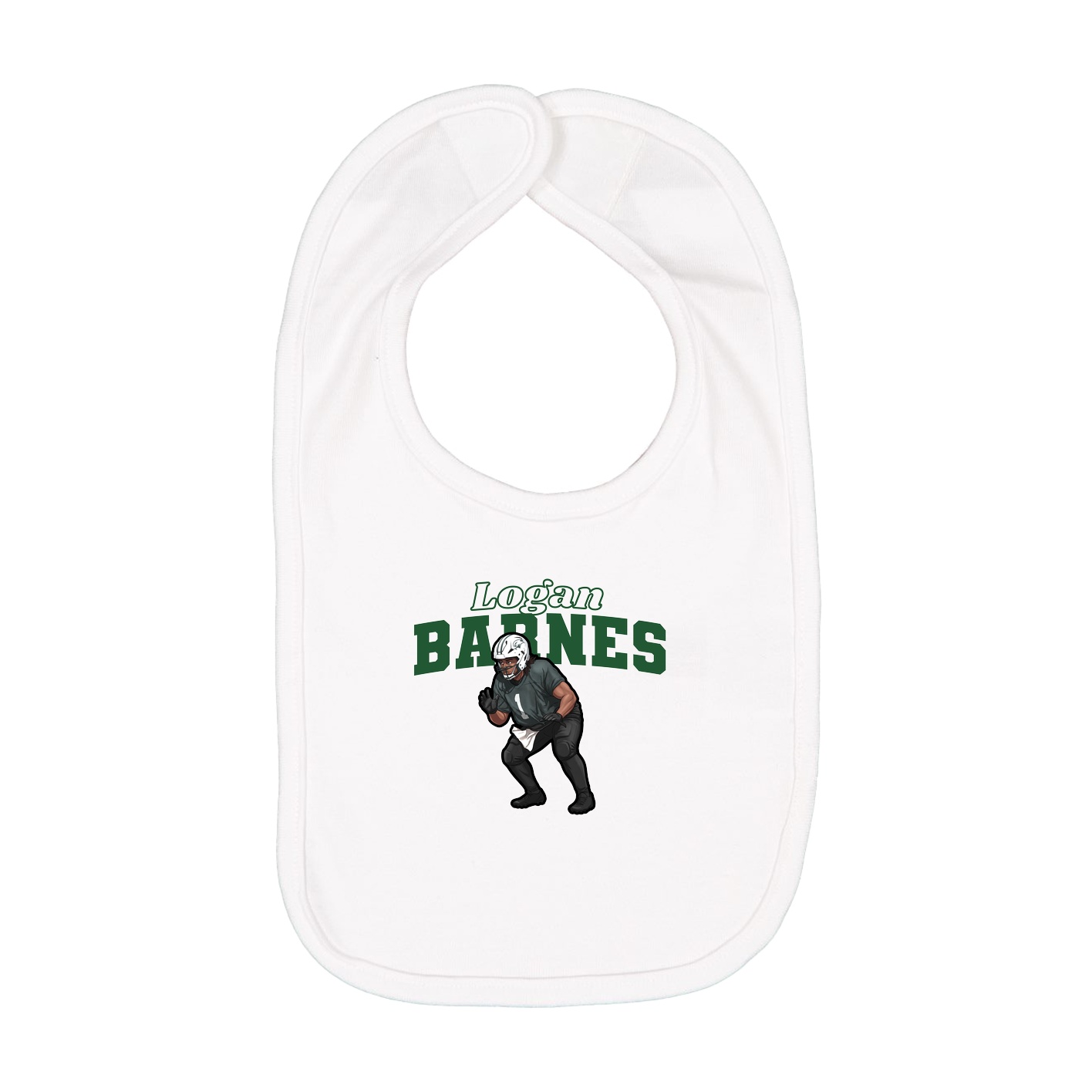 Infant Bib — Name Arch in White